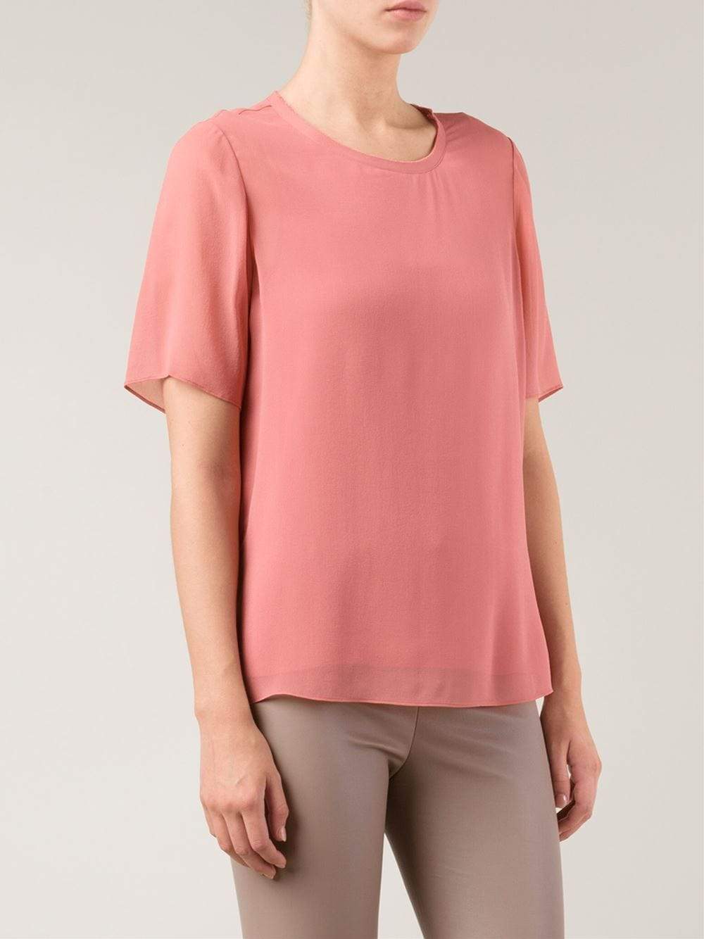VINCE-Sheer Overlay Blouse-