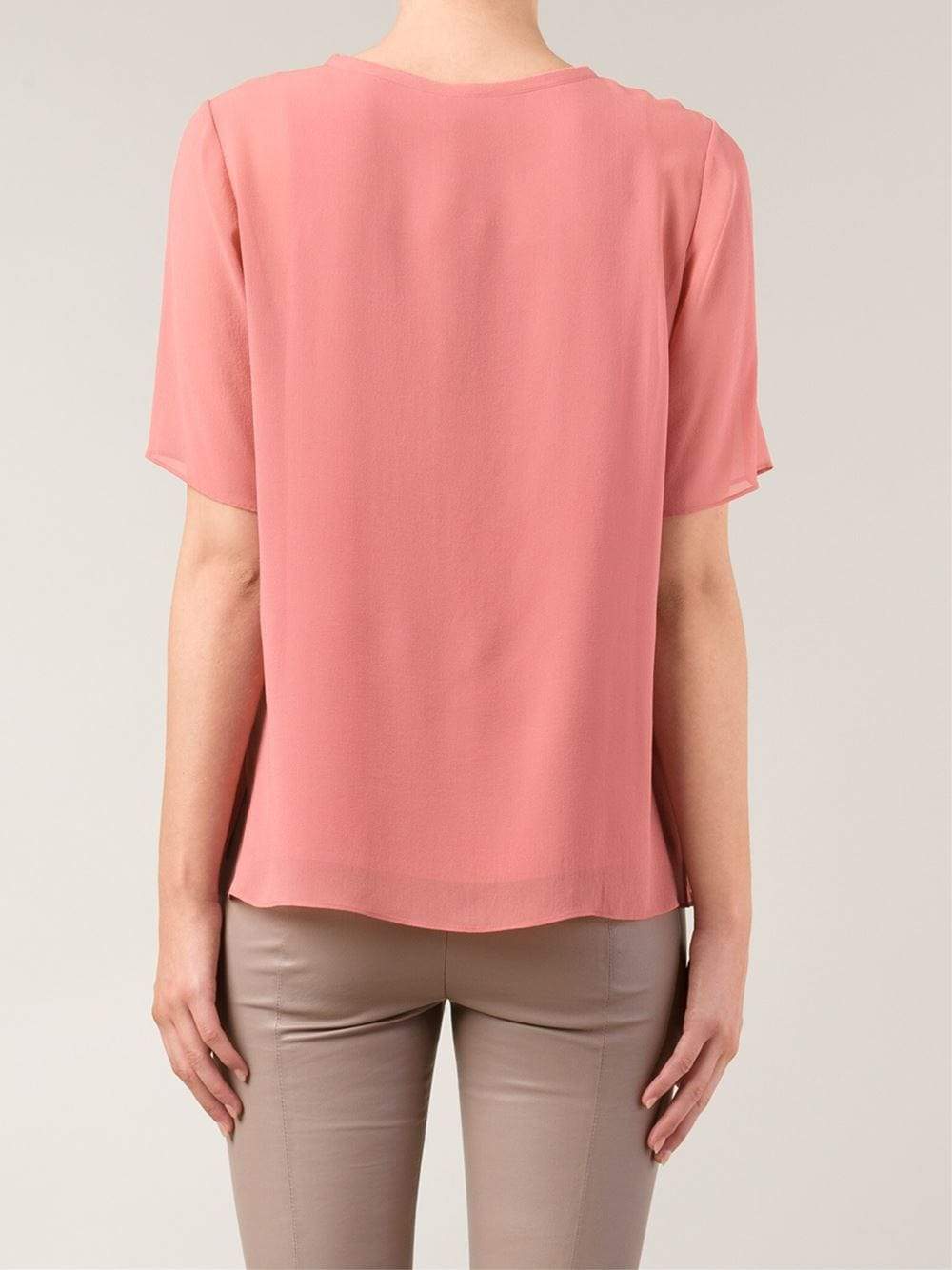 VINCE-Sheer Overlay Blouse-