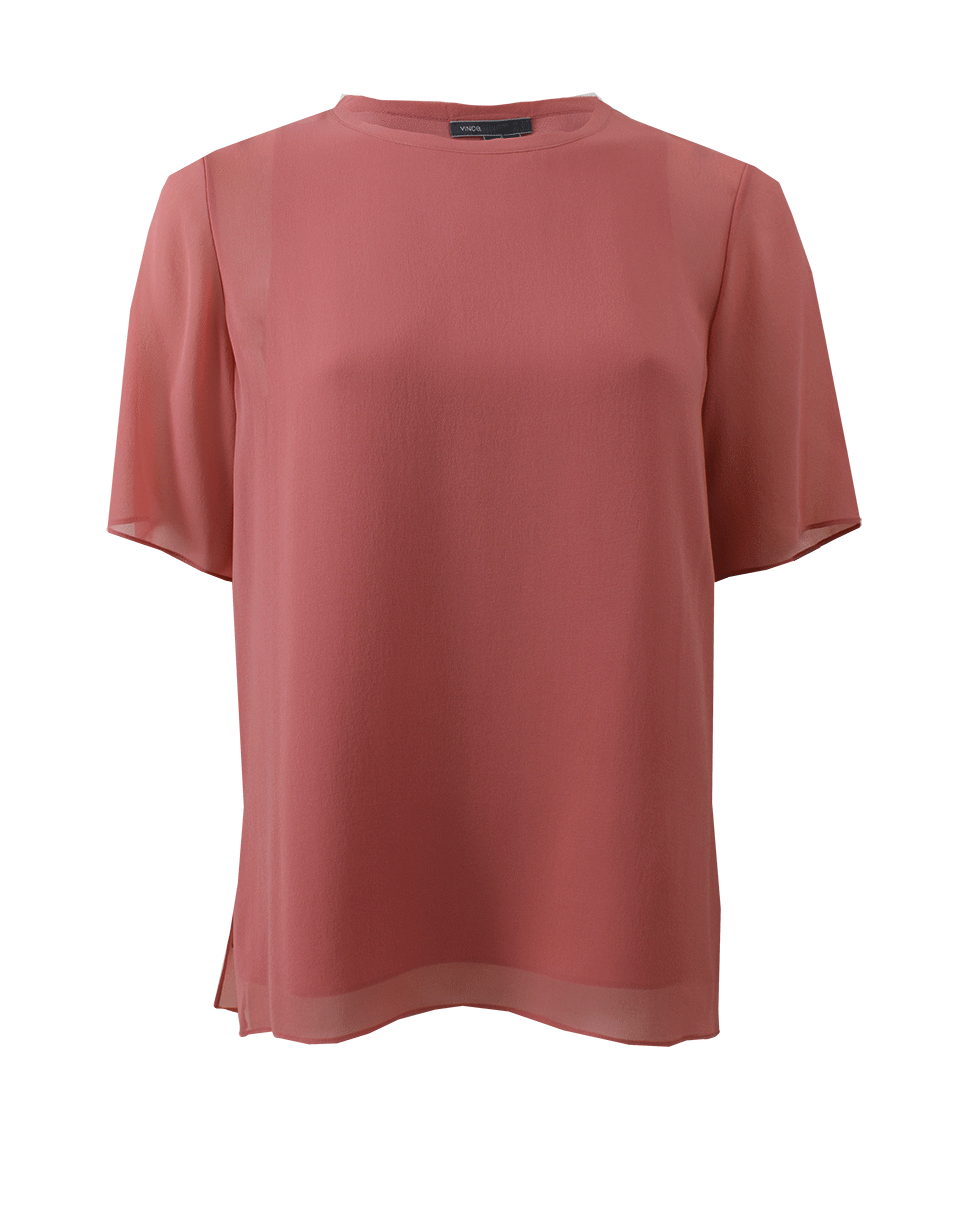 VINCE-Sheer Overlay Blouse-