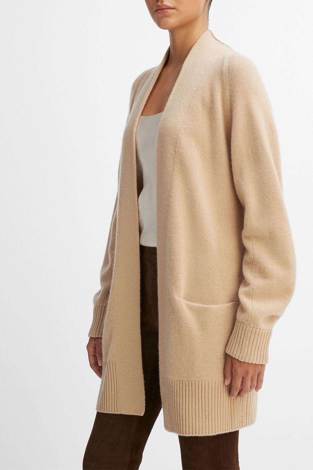 Shawl Collar Cardigan-CAMEL-XS-CLOTHINGTOPCARDIGAN-VINCE