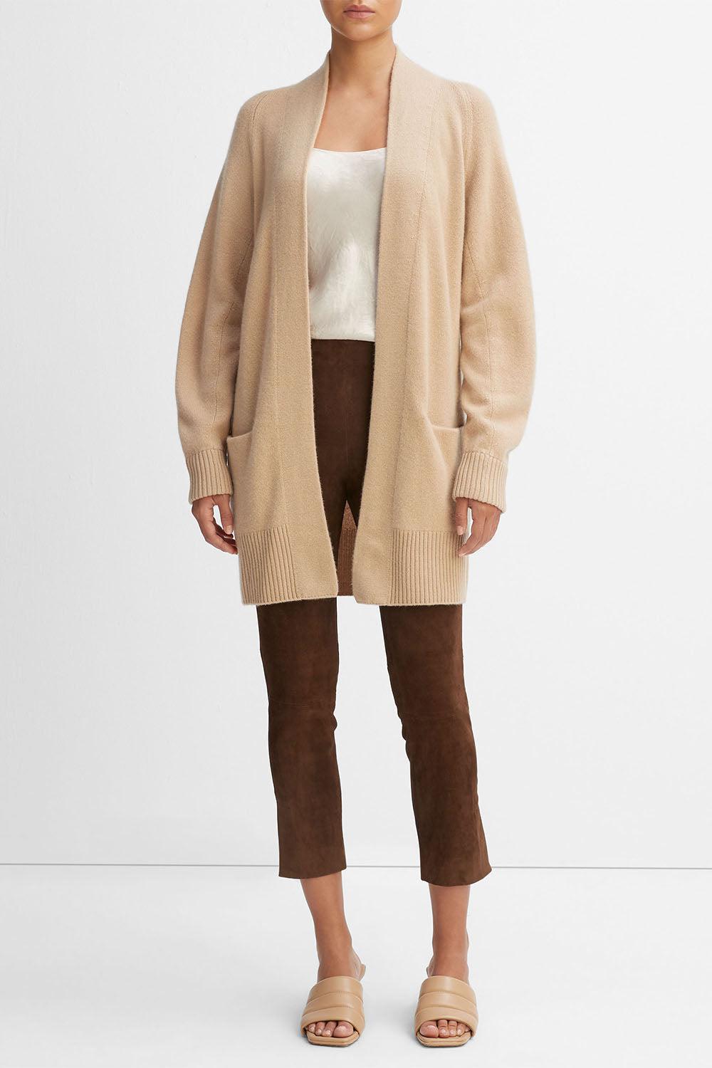Shawl Collar Cardigan-CAMEL-XS-CLOTHINGTOPCARDIGAN-VINCE