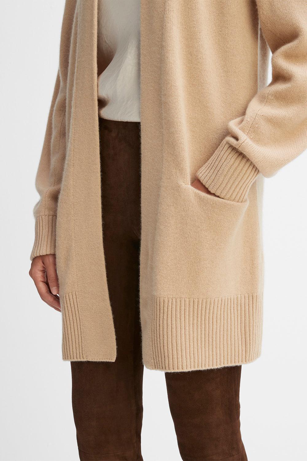Shawl Collar Cardigan-CAMEL-XS-CLOTHINGTOPCARDIGAN-VINCE
