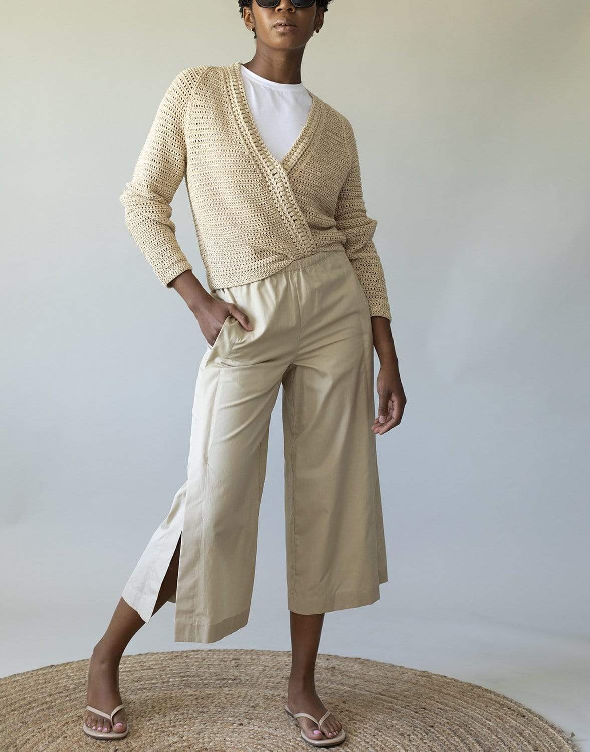 VINCE-Straw Crochet Cardigan-
