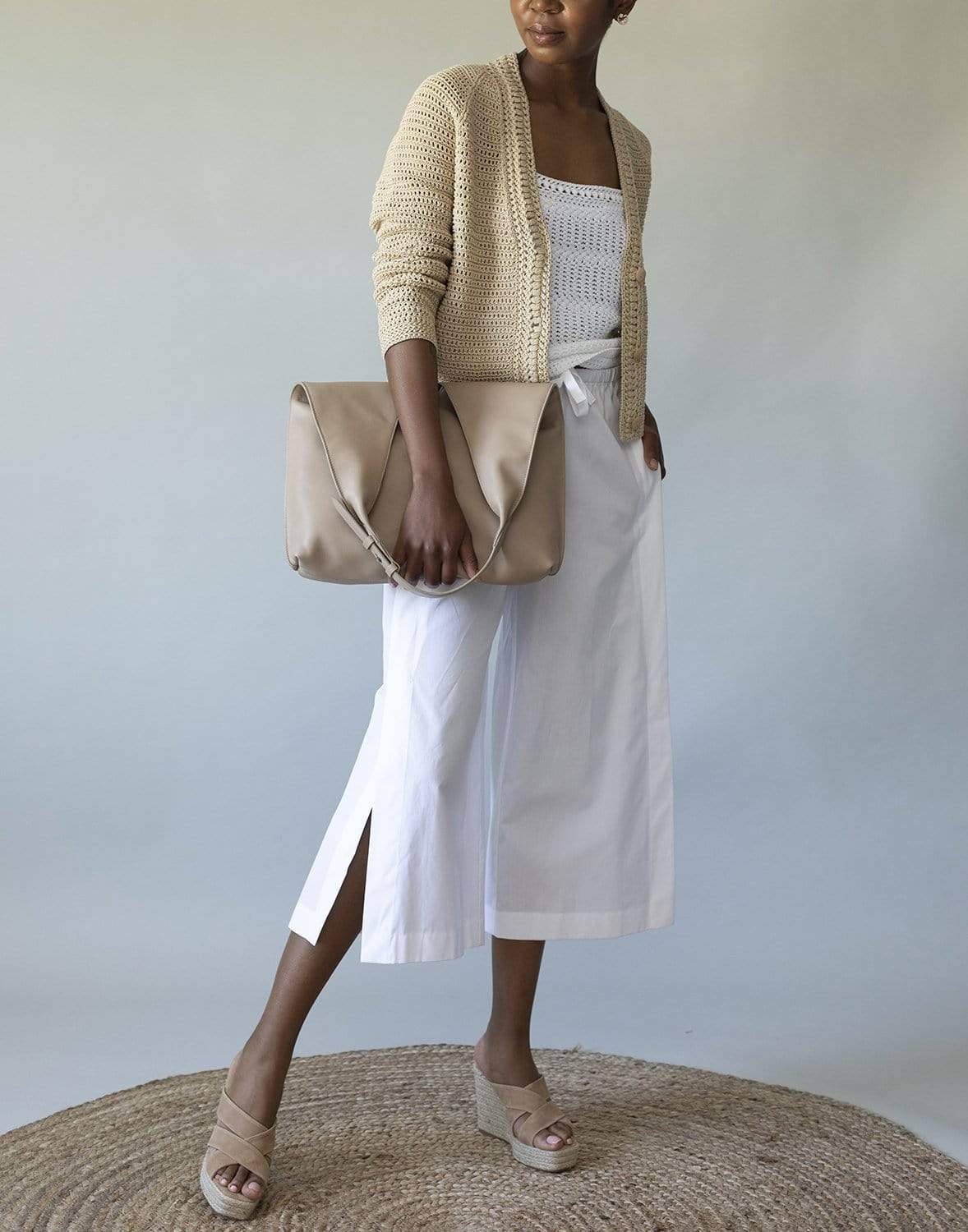 VINCE-Straw Crochet Cardigan-