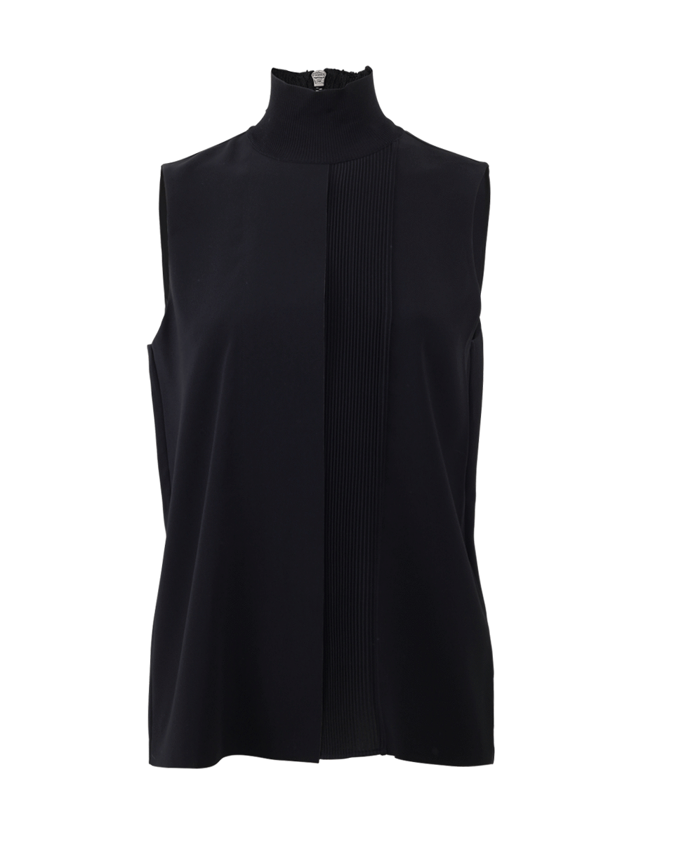 VINCE-Laser Cut Sleeveless Turtleneck-