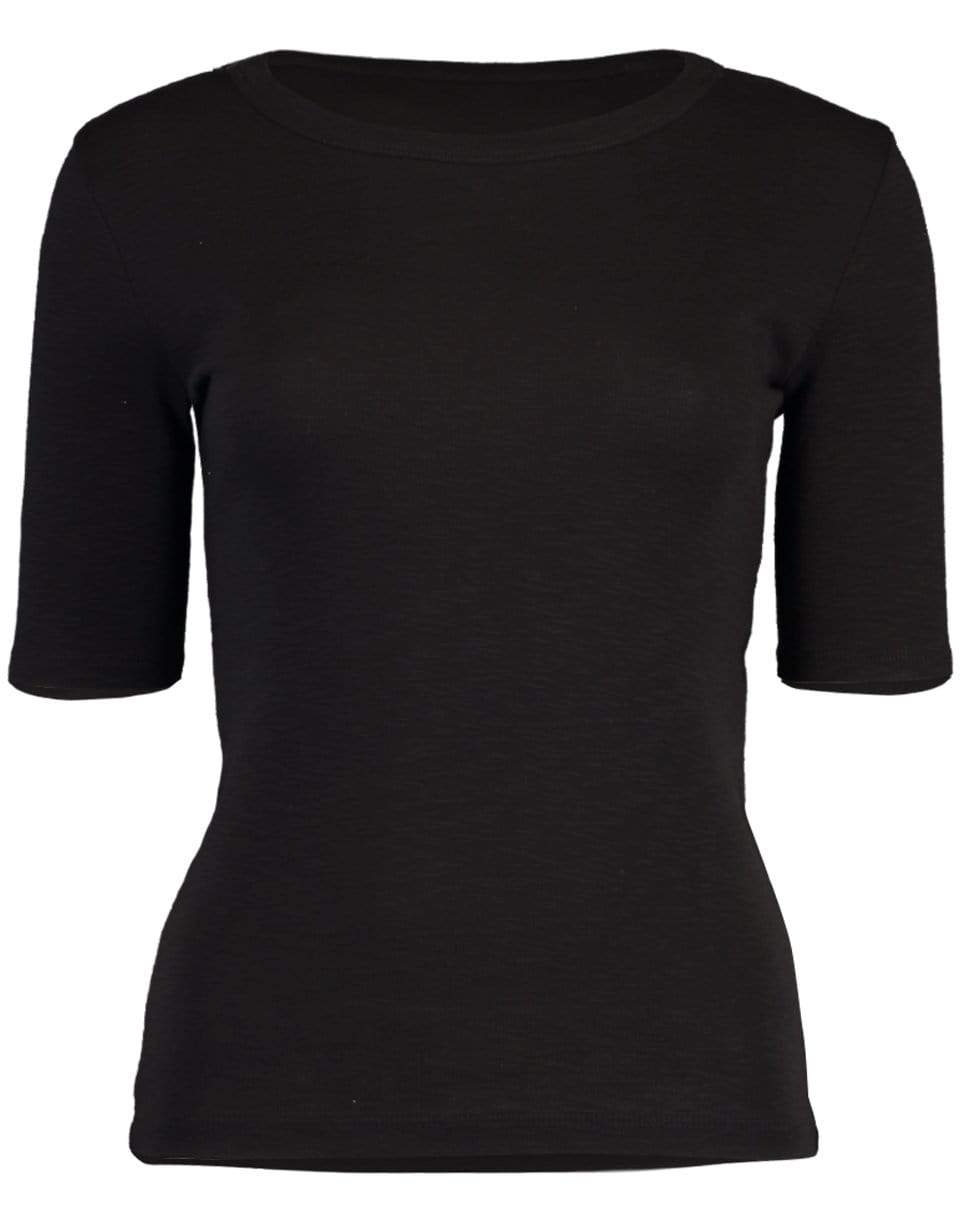 VINCE-Black Elbow Sleeve Crewneck Top-