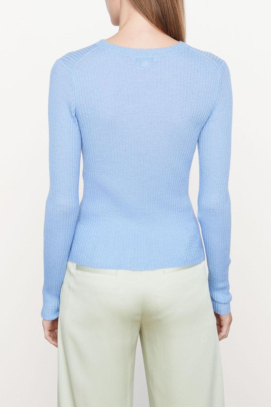 VINCE-Slim Ribbed Crew Sweater - Dark Iris-