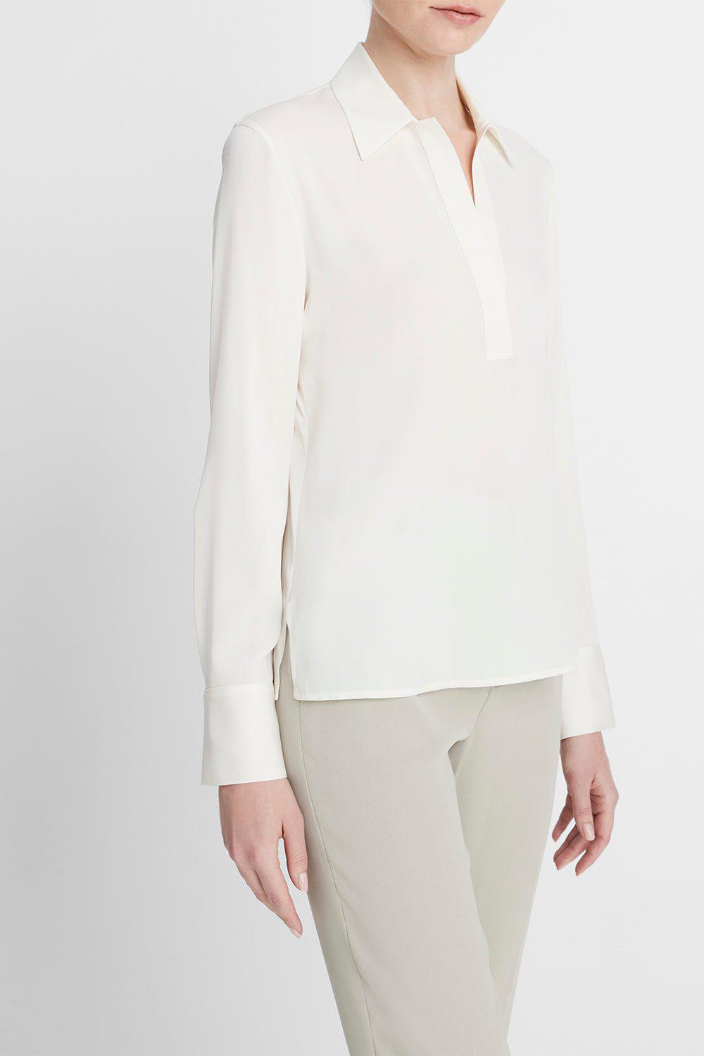 VINCE-Long Sleeve Pullover Polo-