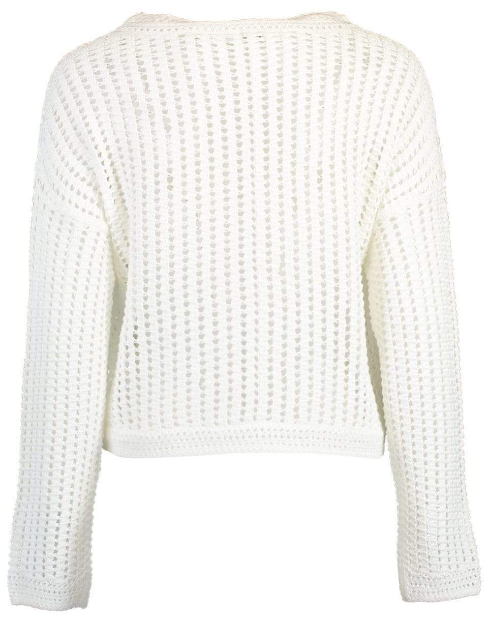 VINCE-Optic Crochet Long Sleeve Crewneck Pullover-
