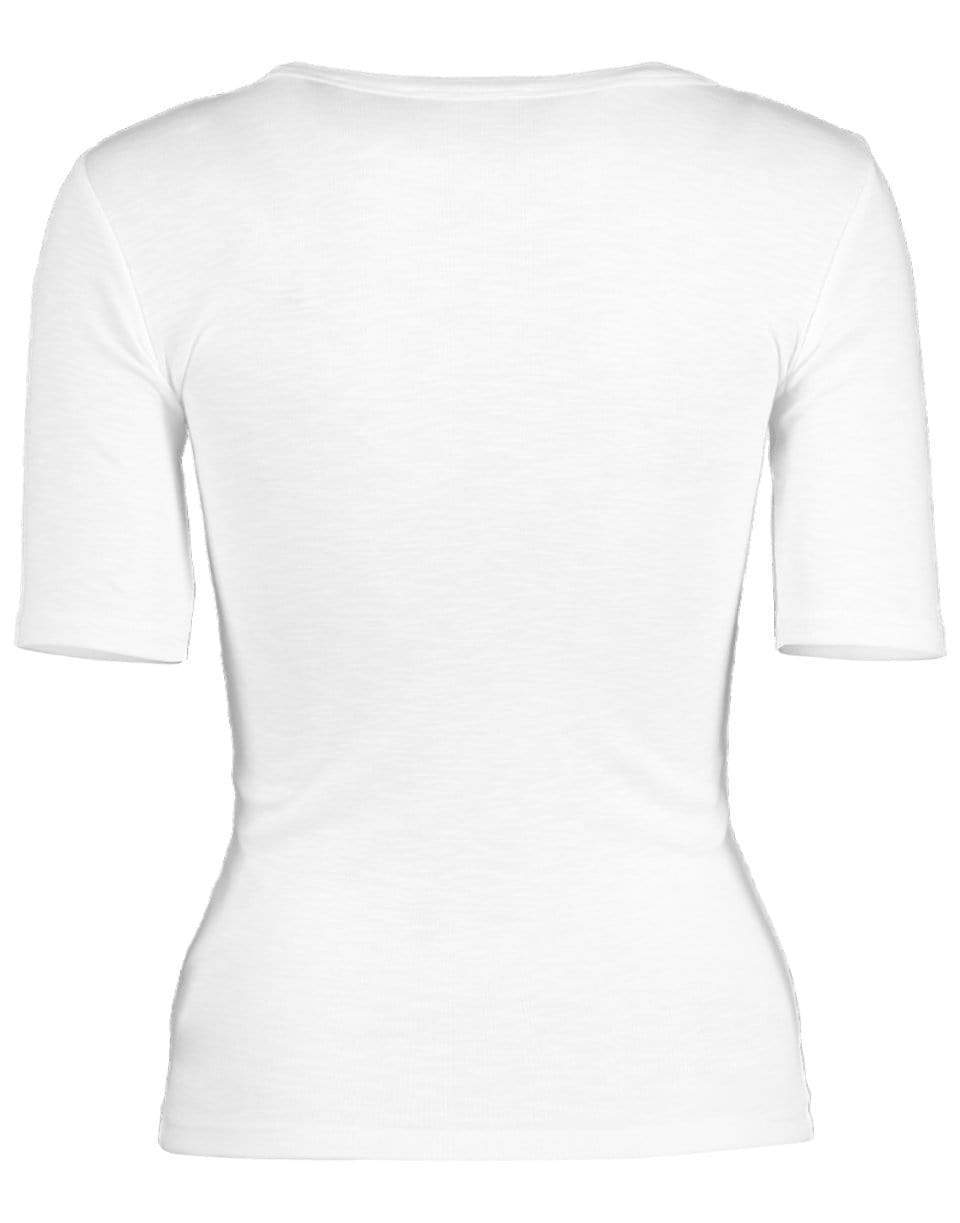 VINCE-Optic White Elbow Sleeve Crewneck Top-