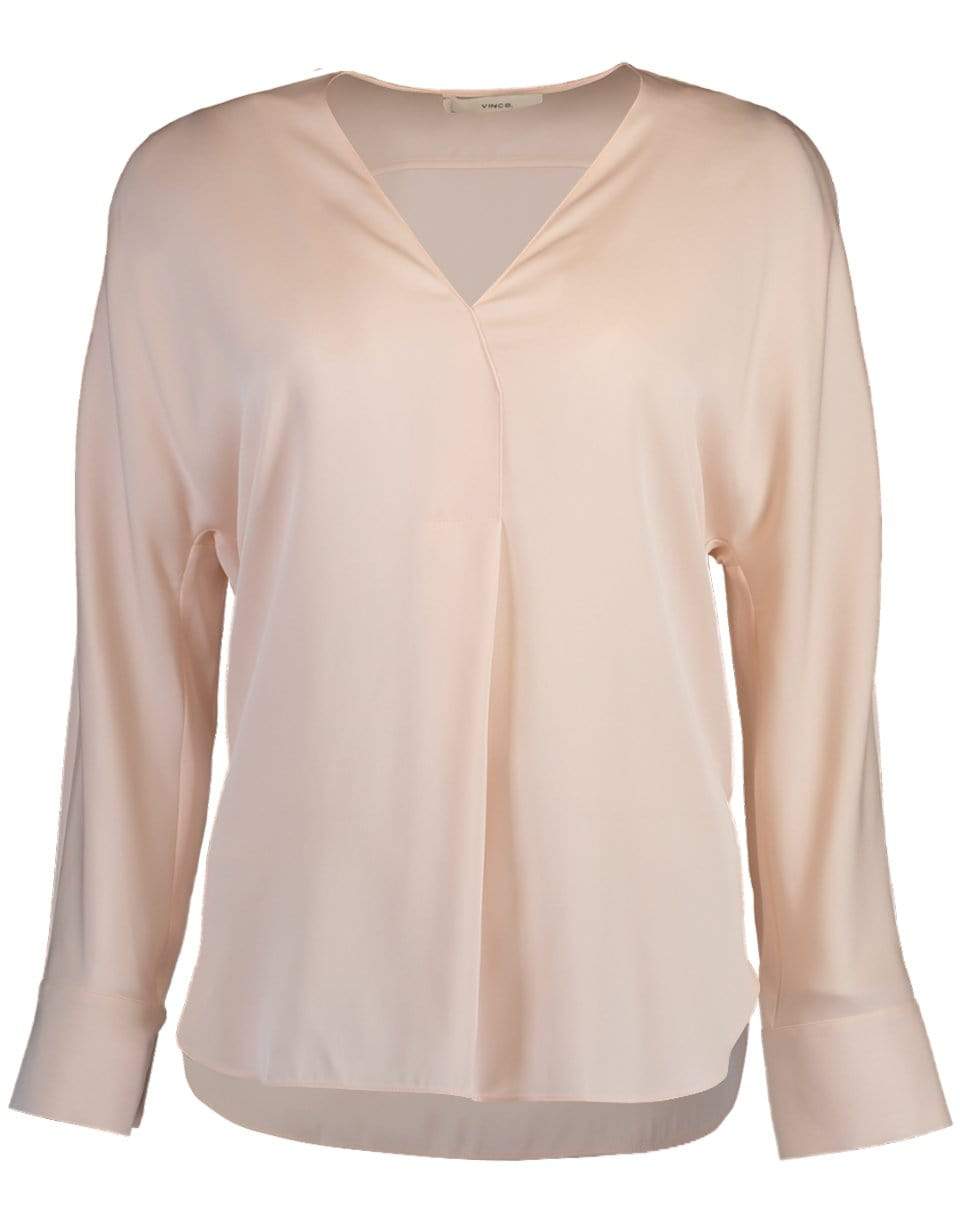 VINCE-V-Neck Popover Blouse-