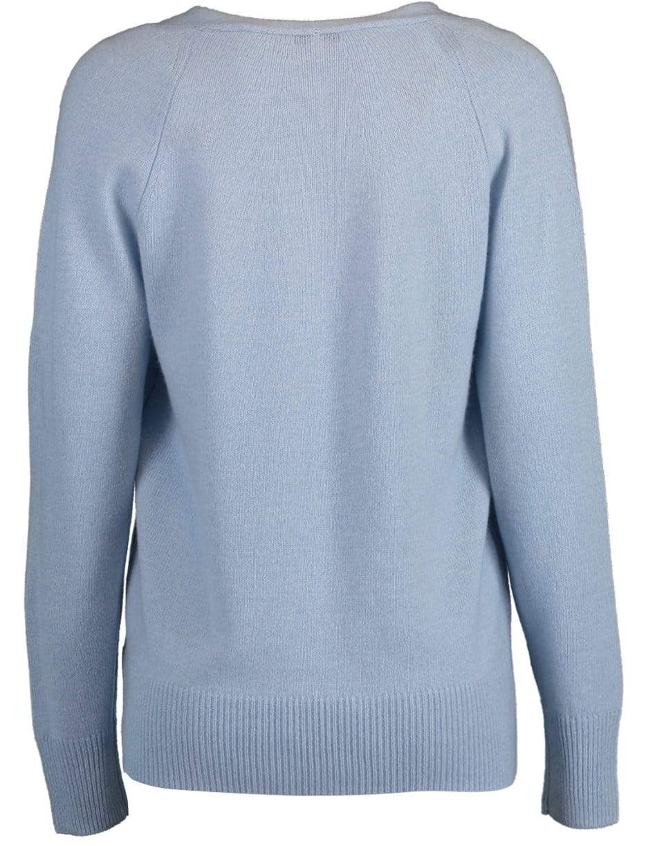 VINCE-Powder Blue Marled V-Neck Knit-