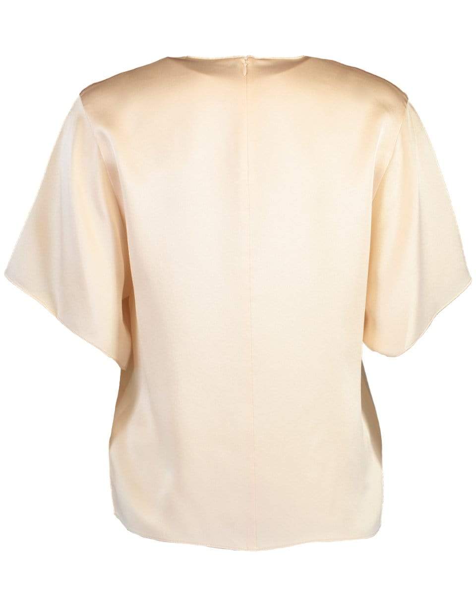VINCE-Satin Flutter Sleeve Short Sleeve Blouse-