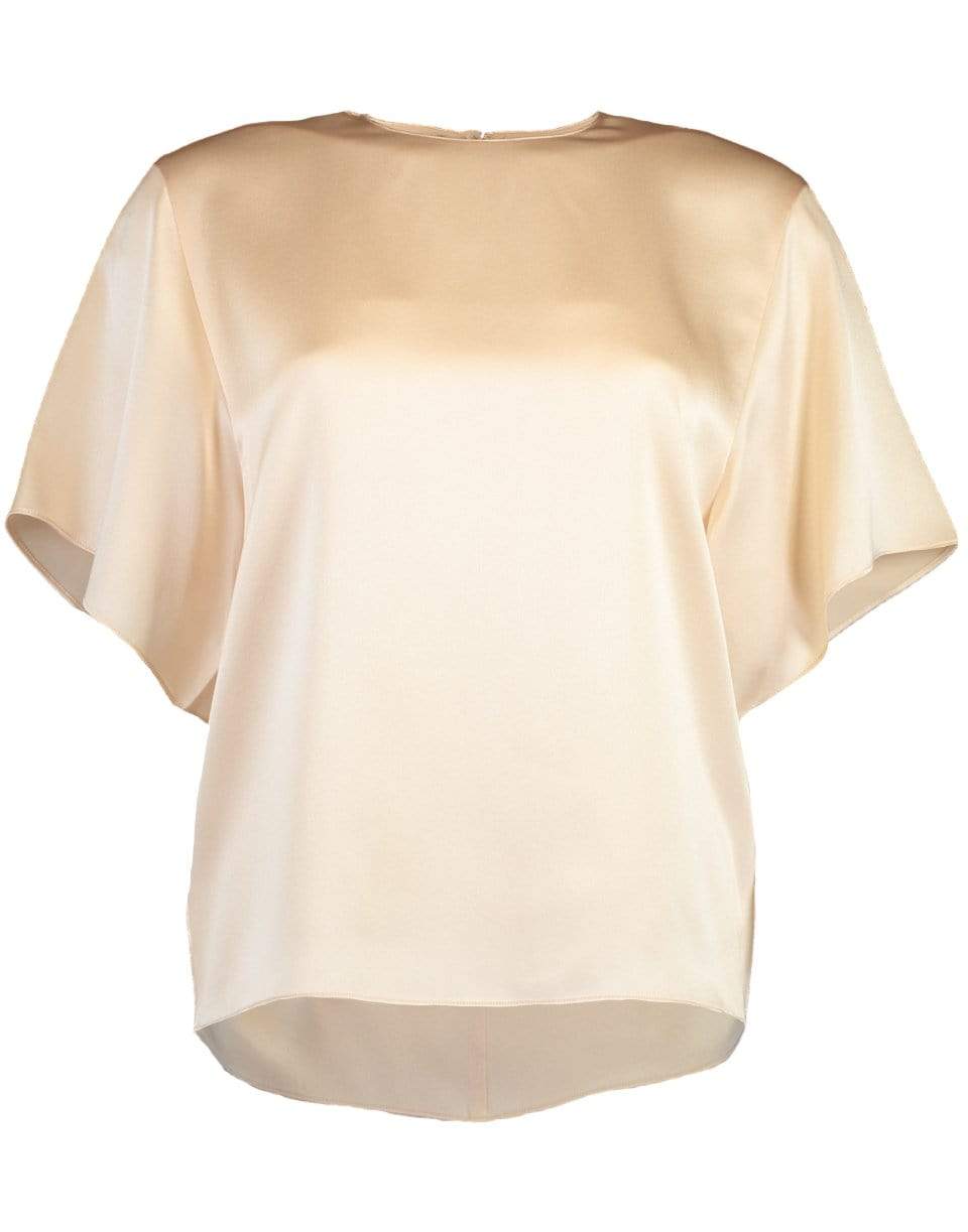 VINCE-Satin Flutter Sleeve Short Sleeve Blouse-