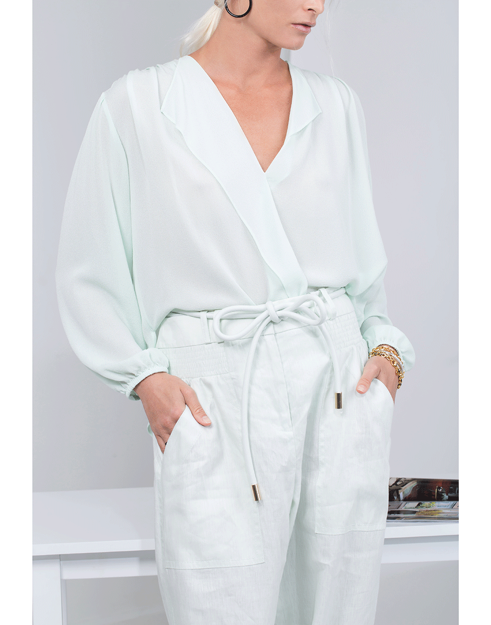 VINCE-Shirred Silk Popover-