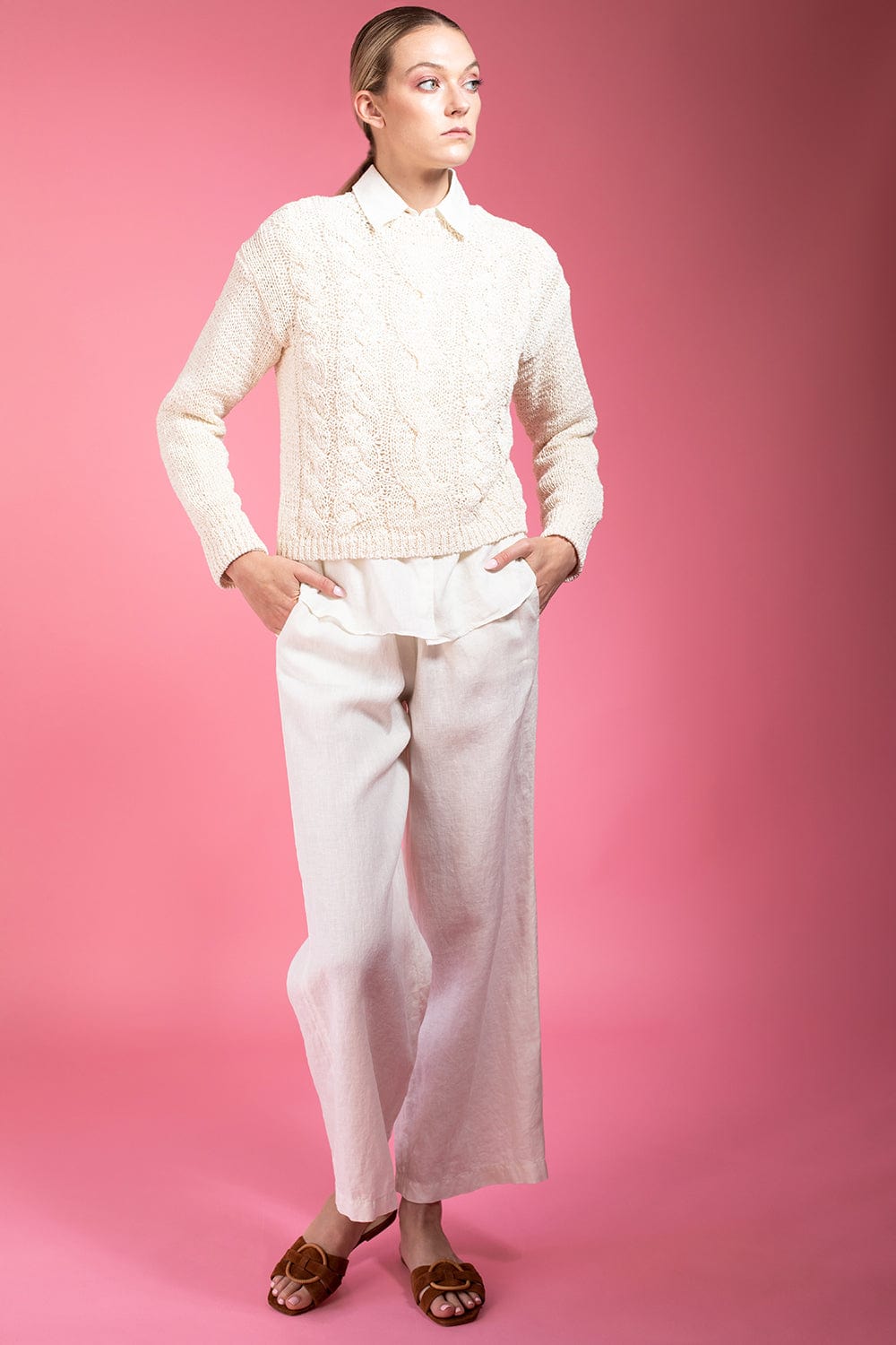 VINCE-Textured Cable Crew-