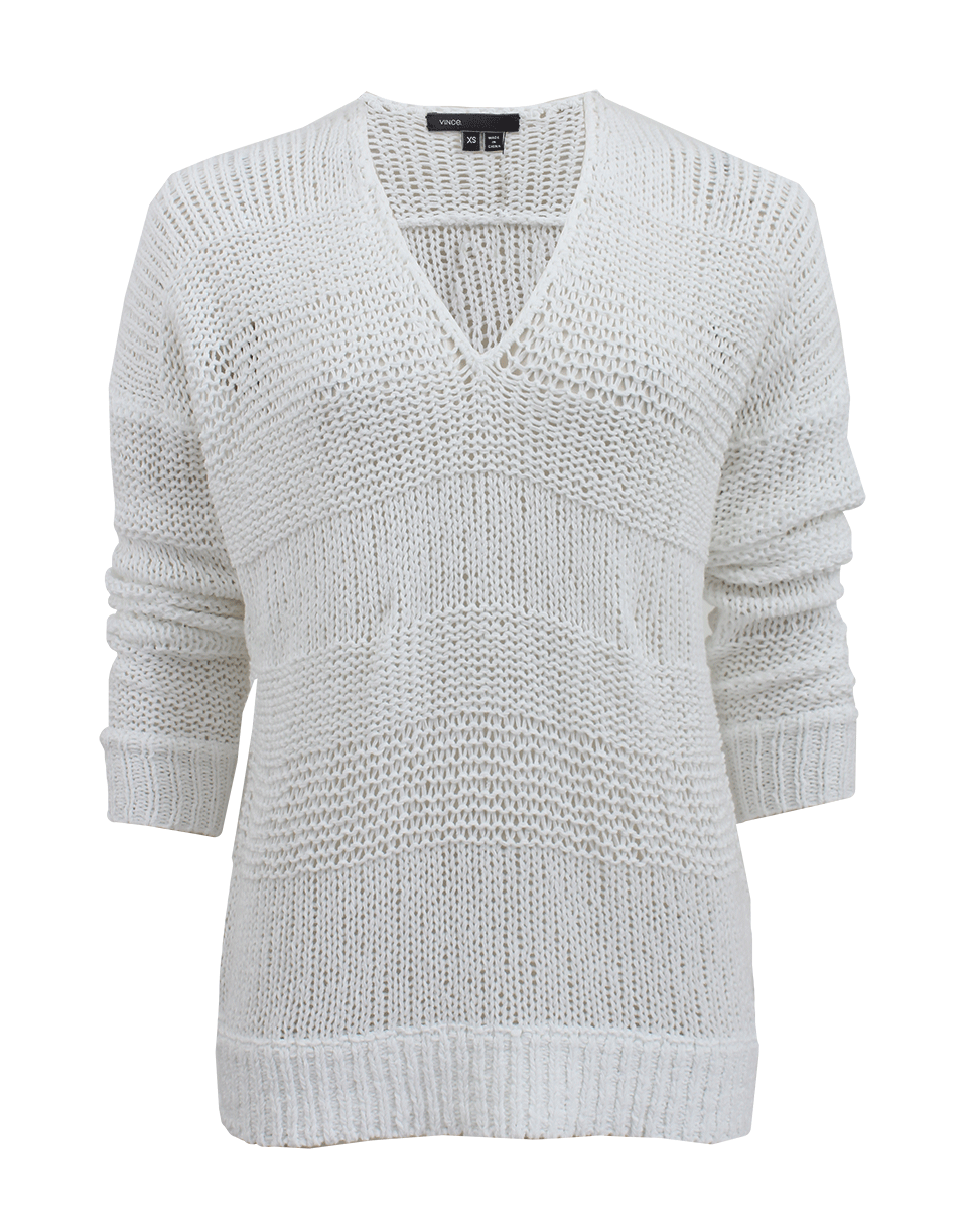 VINCE-Open Knit Cotton Sweater-