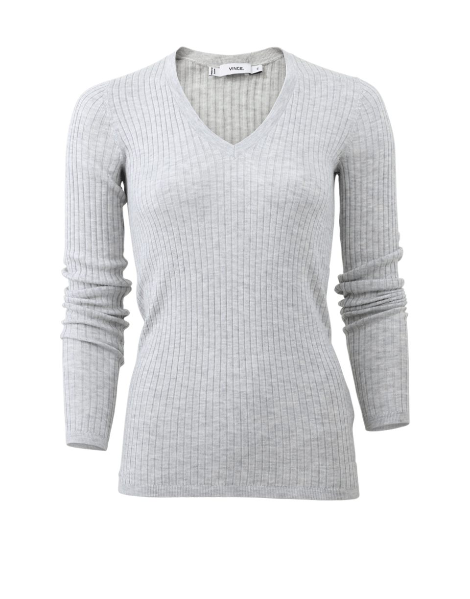 VINCE-Skinny Rib V-Neck-