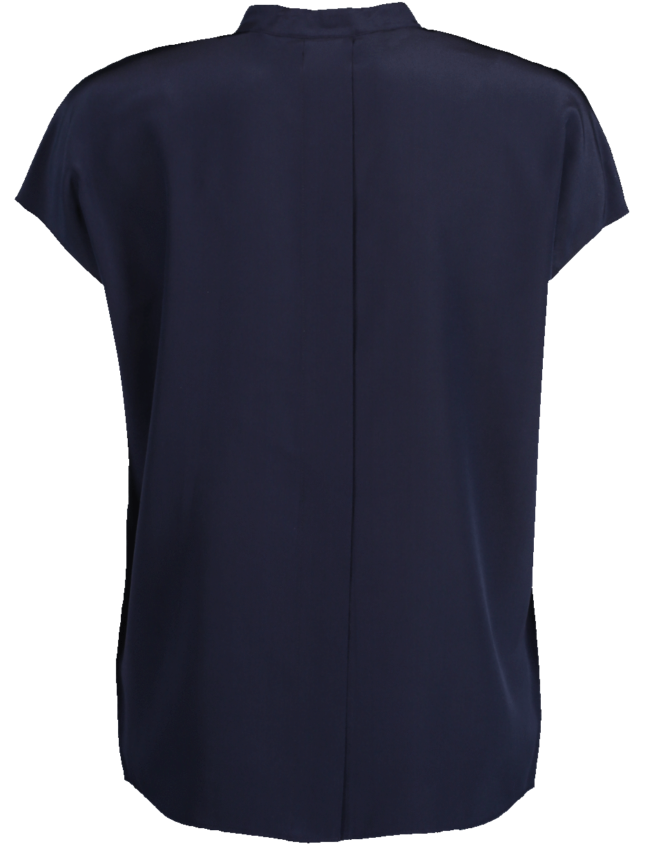 VINCE-Marine Back Slit Popover Blouse-