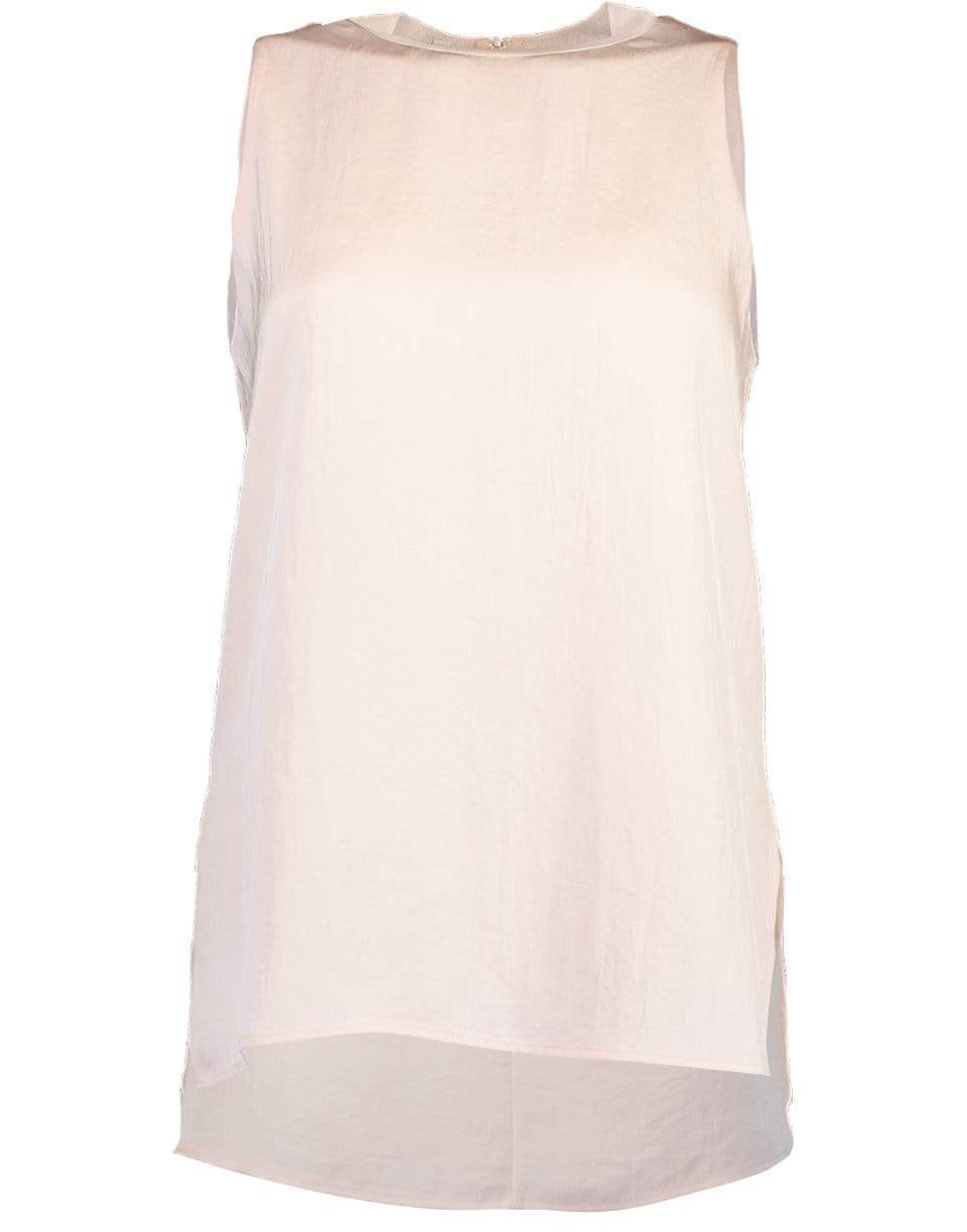 VINCE-Rib Trim Camisole Tank - Pale Rose Water-
