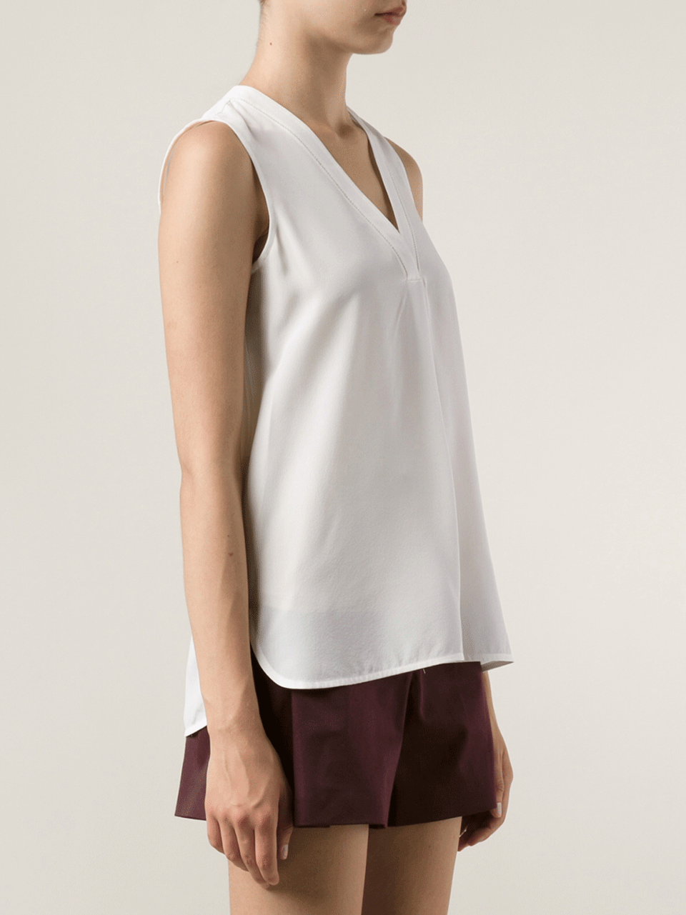 VINCE-V-Neck Silk Tank-