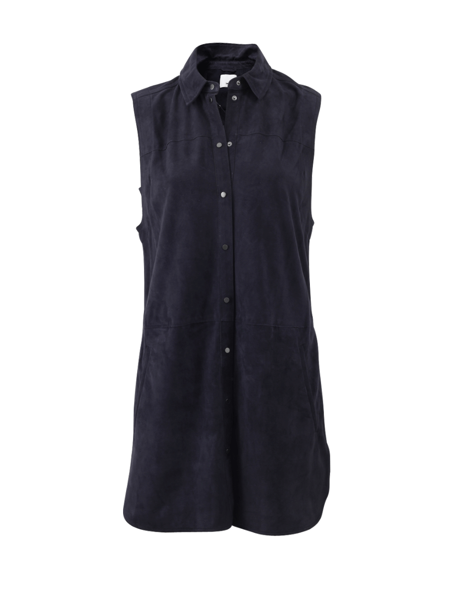 VINCE-Suede Button-Up Tunic-
