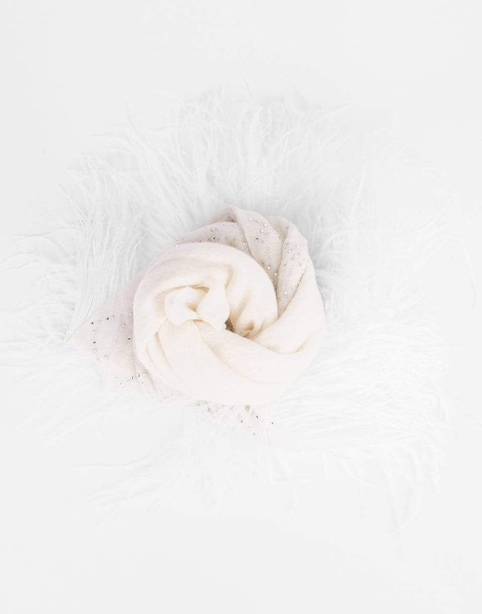VINTAGE SHADES-Crystal Feather Cashmere Shawl-IVORY