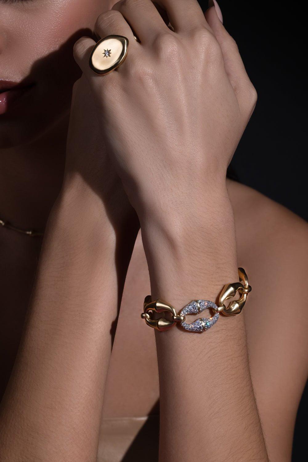VRAM-Chrona Link Diamond Bracelet-YELLOW GOLD
