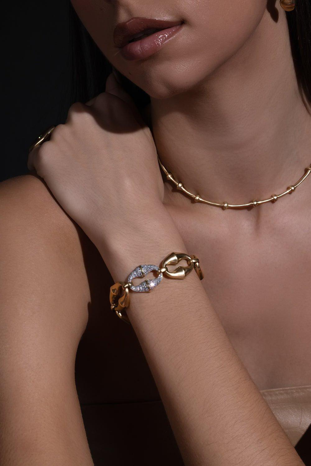 VRAM-Chrona Link Diamond Bracelet-YELLOW GOLD