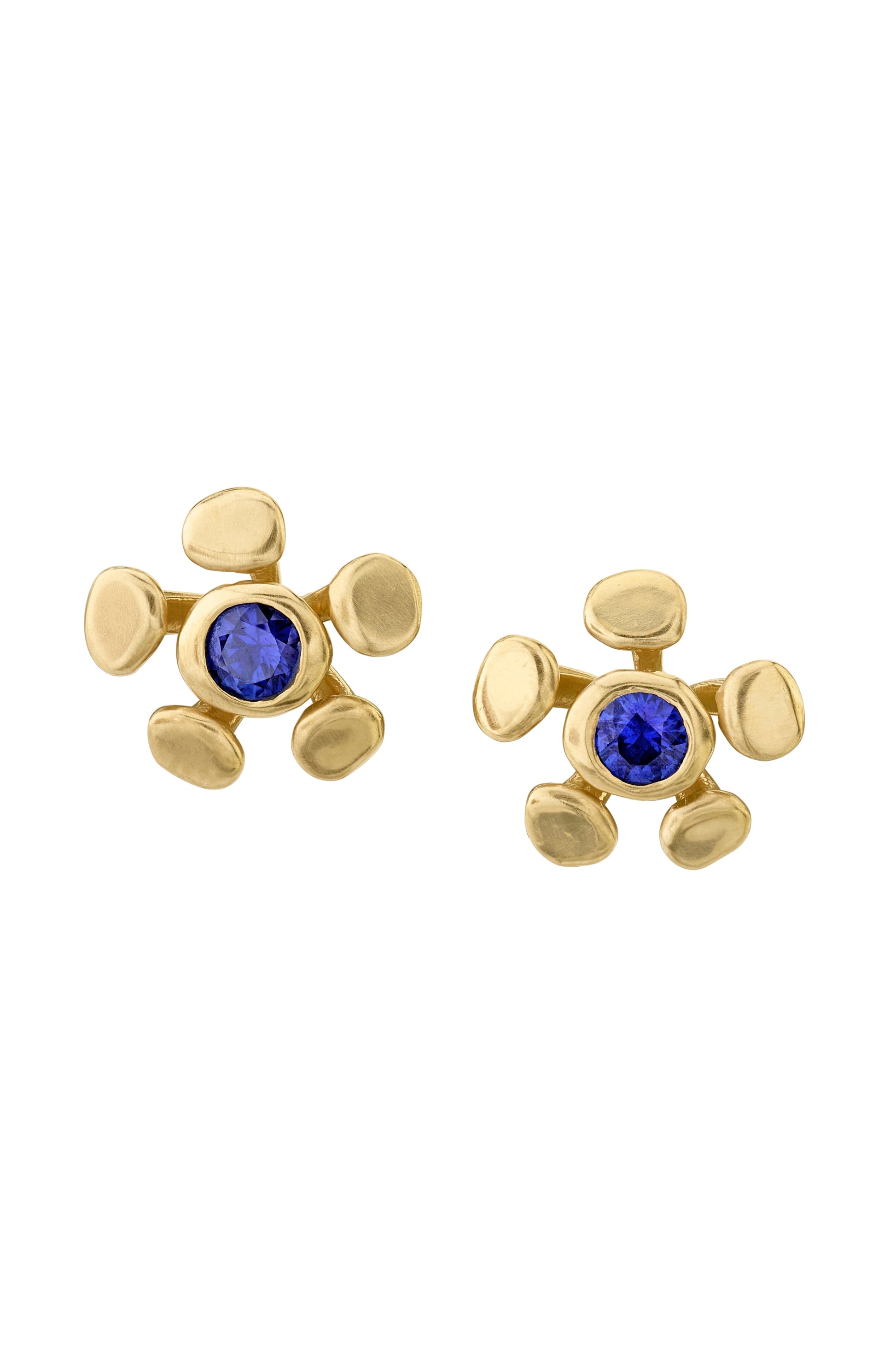 VRAM-Blue Sapphire Chrona Stud Earrings-YELLOW GOLD