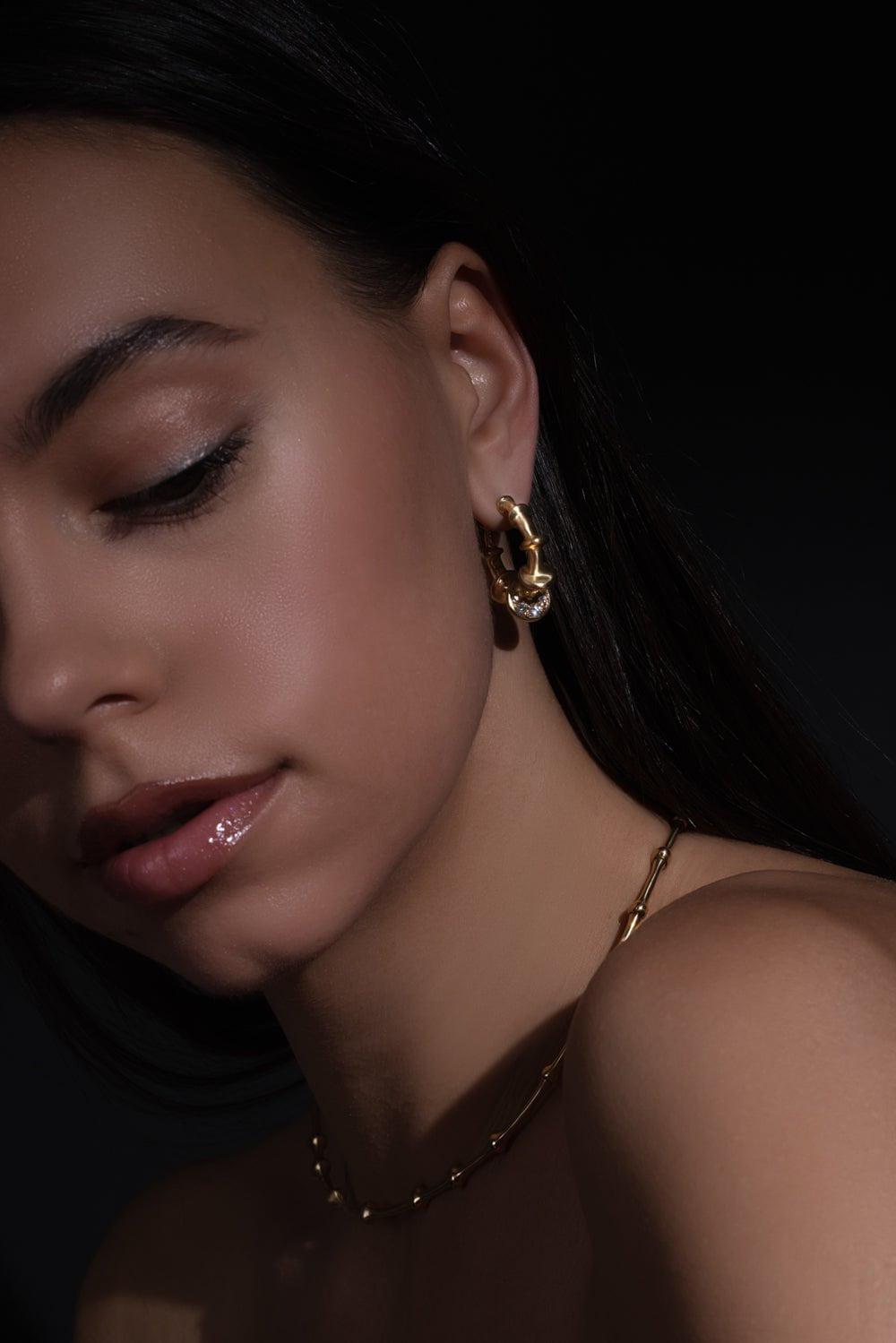 VRAM-Chrona Diamond Hoop Earrings-YELLOW GOLD