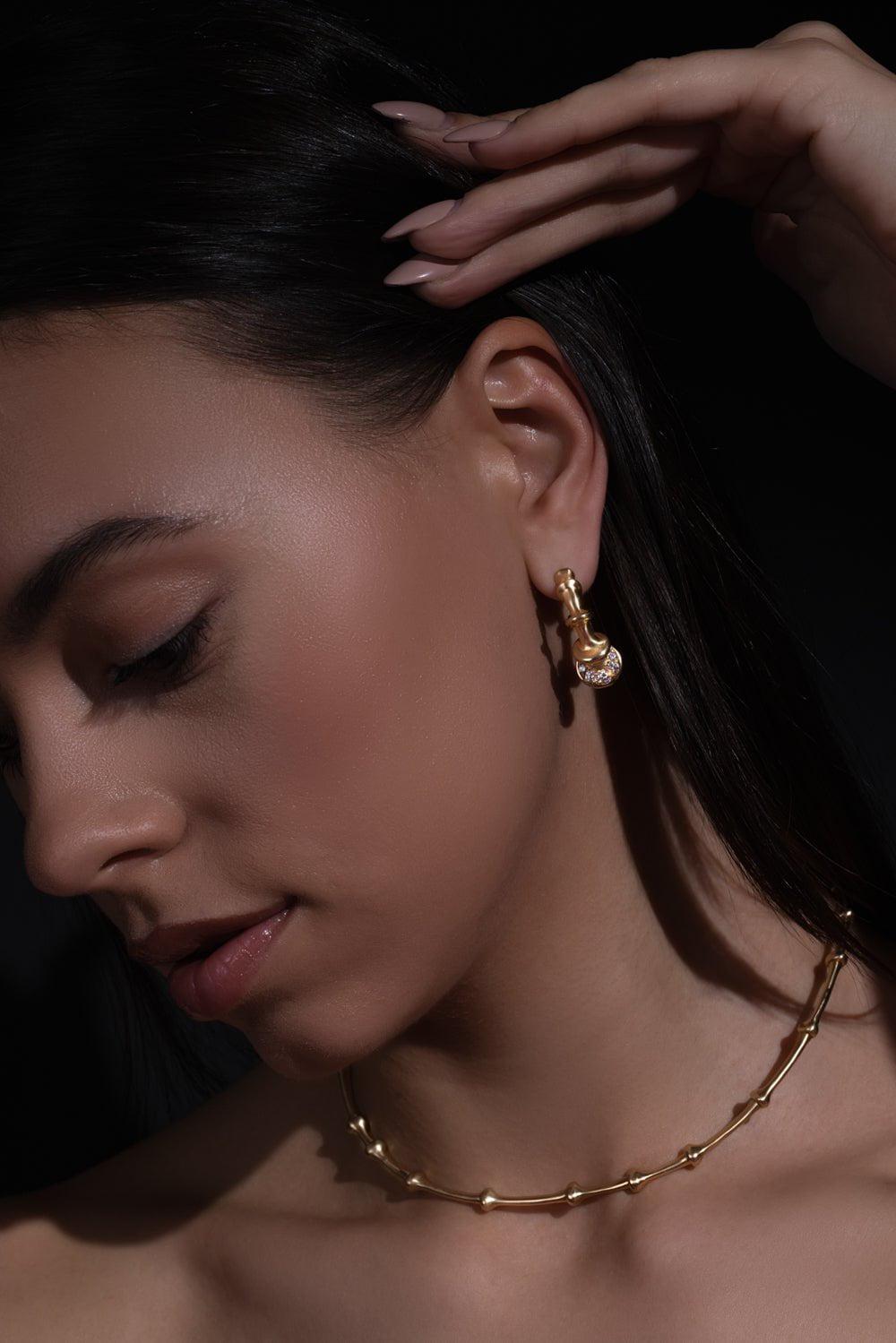 VRAM-Chrona Diamond Hoop Earrings-YELLOW GOLD