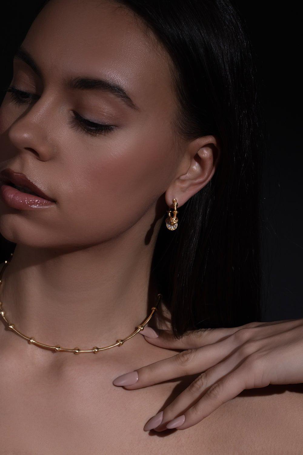 VRAM-Chrona Diamond Mini Hoop Earrings-YELLOW GOLD