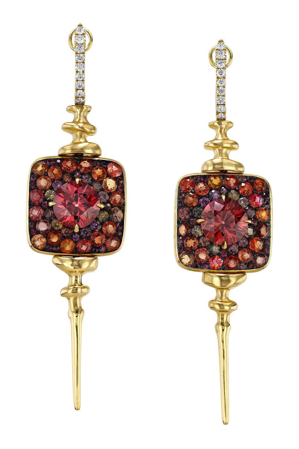 Chrona Disco Square Earrings-YELLOW GOLD-JEWELRYFINE JEWELEARRING-VRAM