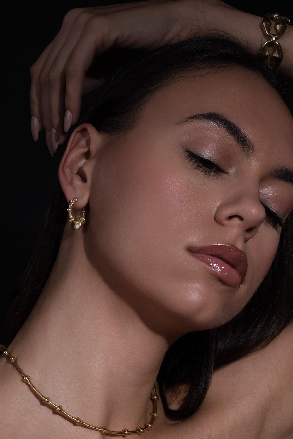 VRAM-Chrona Mini Hoop Earrings-YELLOW GOLD