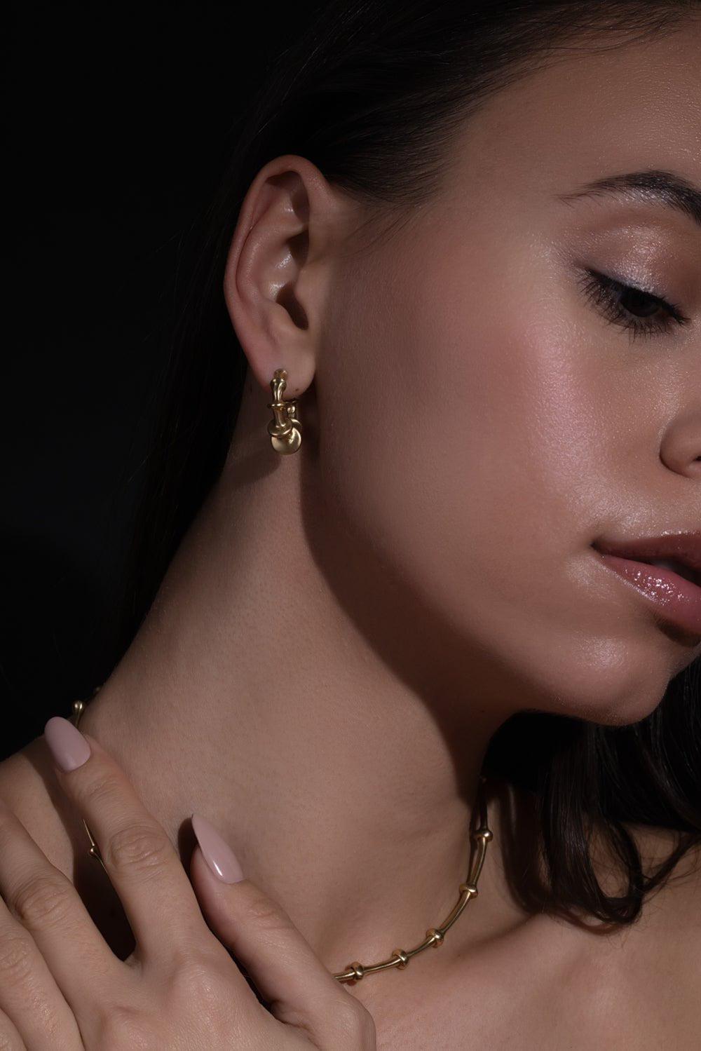 VRAM-Chrona Mini Hoop Earrings-YELLOW GOLD