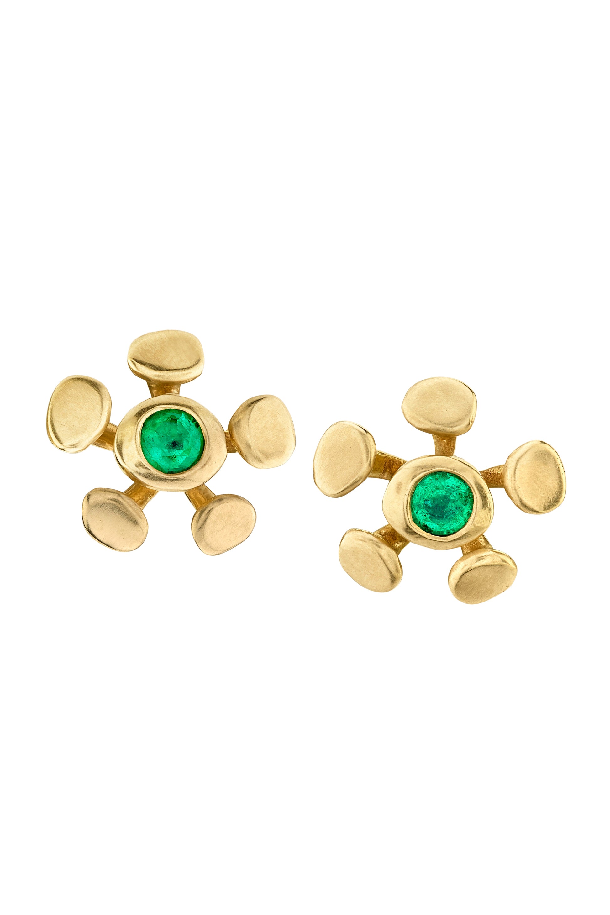 VRAM-Emerald Chrona Stud Earrings-YELLOW GOLD