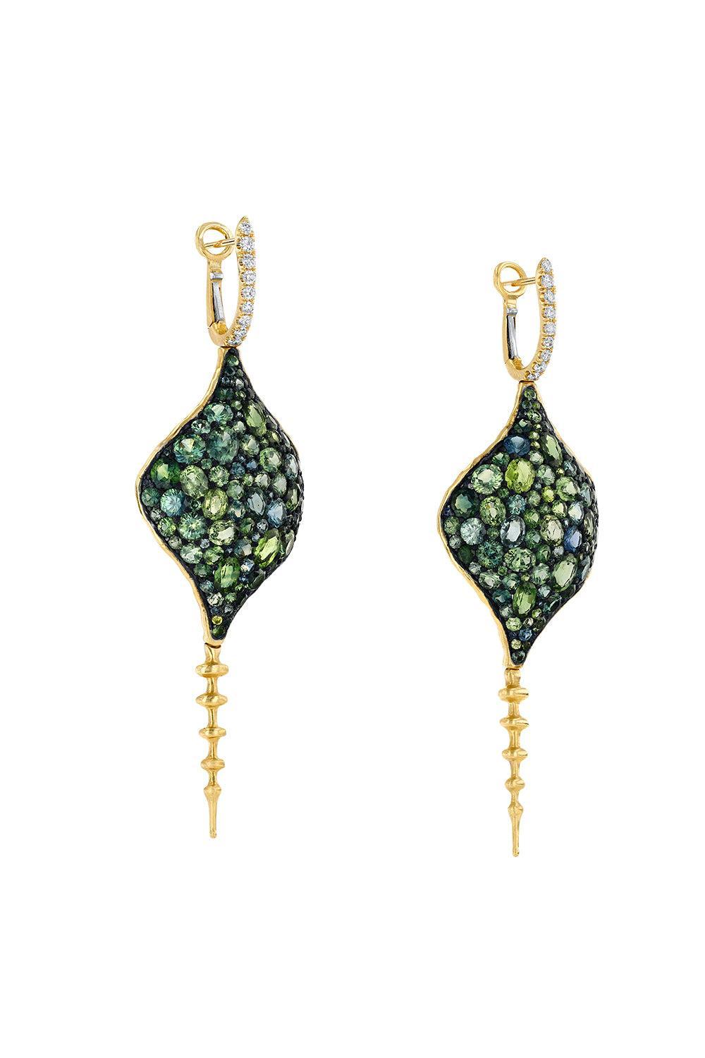Green Sapphire DiaChrona Earrings-YELLOW GOLD-JEWELRYFINE JEWELEARRING-VRAM