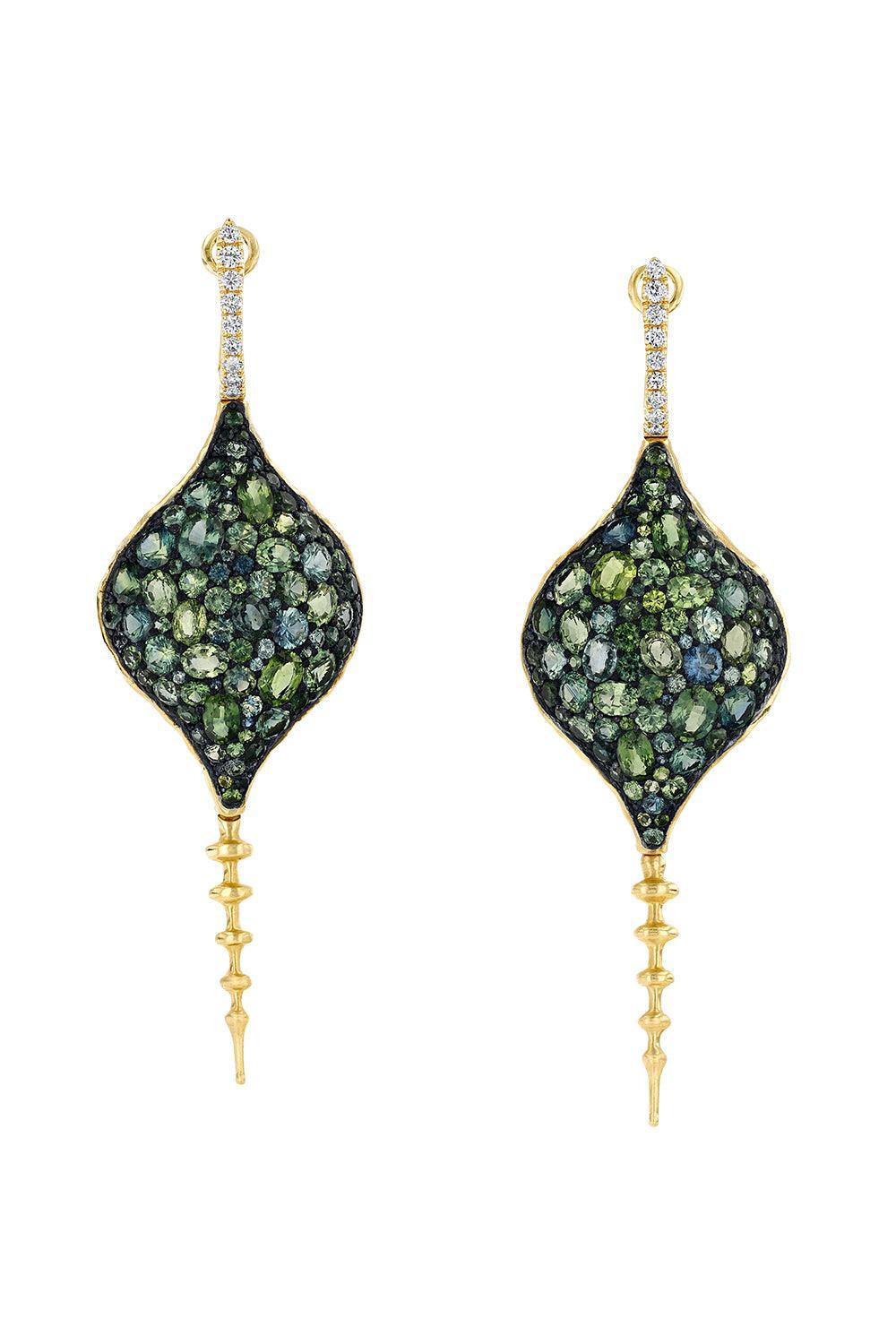 Green Sapphire DiaChrona Earrings-YELLOW GOLD-JEWELRYFINE JEWELEARRING-VRAM