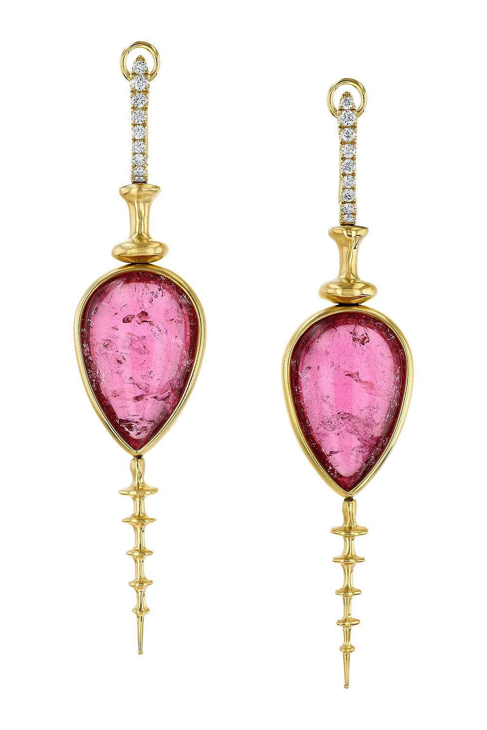Pink Tourmaline Chrona Totem Earrings-YELLOW GOLD-JEWELRYFINE JEWELEARRING-VRAM