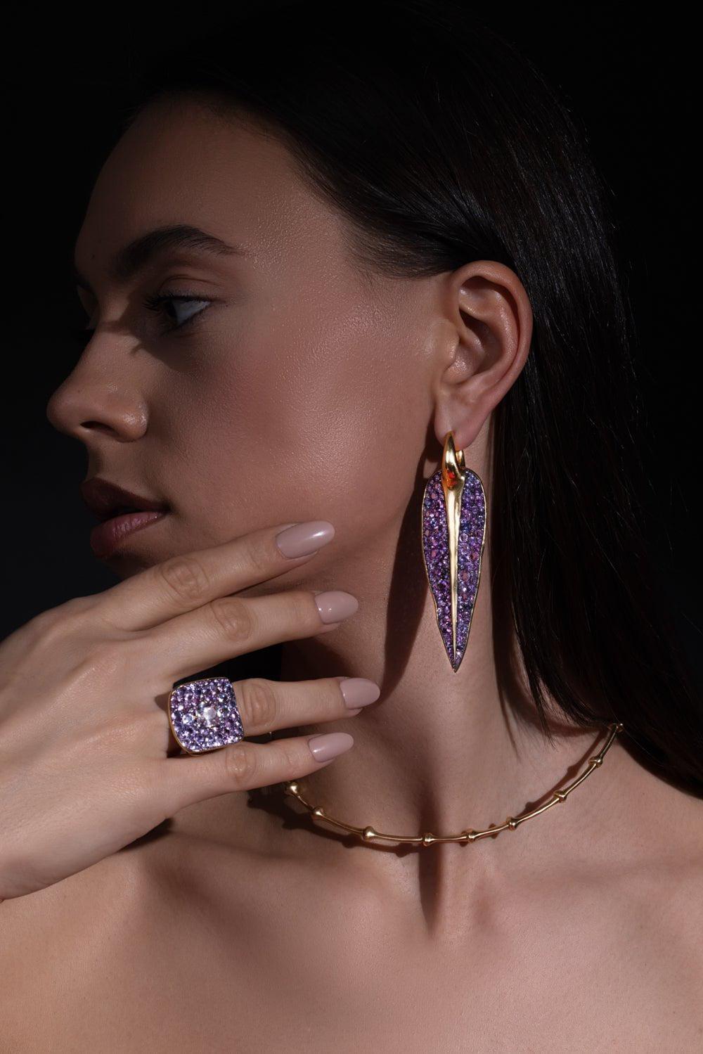 VRAM-Vyv Sapphire Earrings-YELLOW GOLD