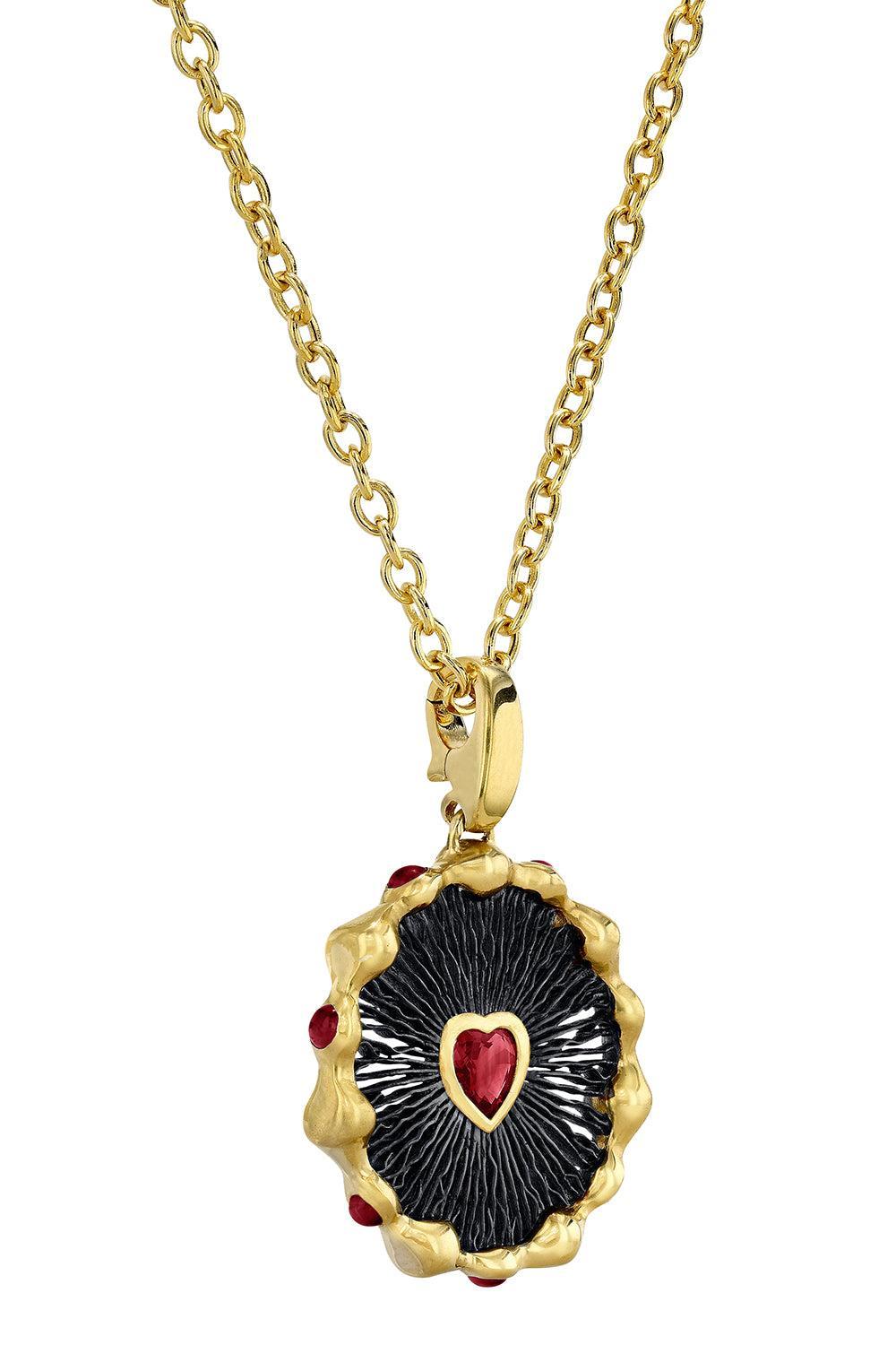 Ruby Heart Hypha Charm Necklace-YELLOW GOLD-JEWELRYFINE JEWELNECKLACE O-VRAM