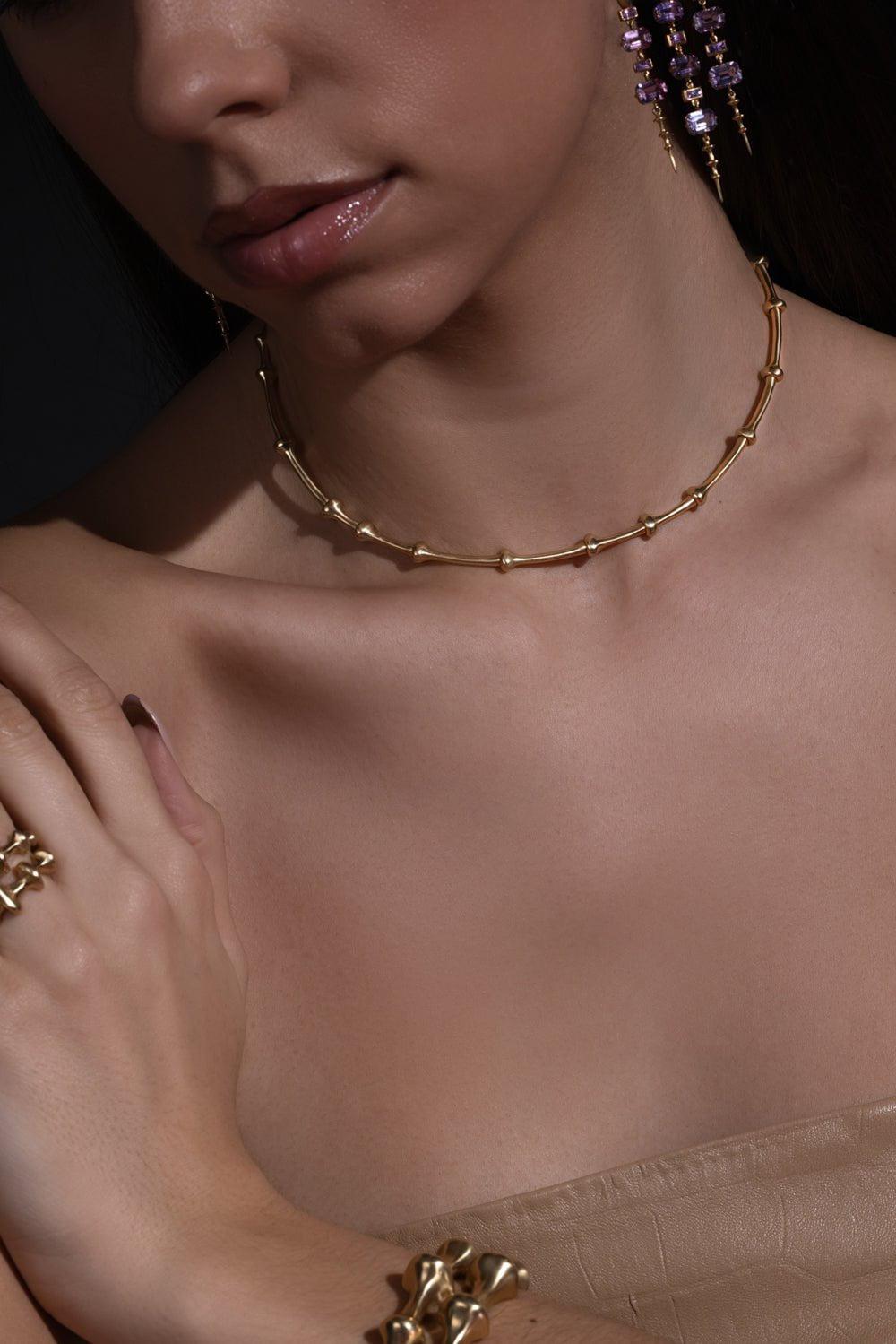 VRAM-Twyn Collar Necklace-YELLOW GOLD