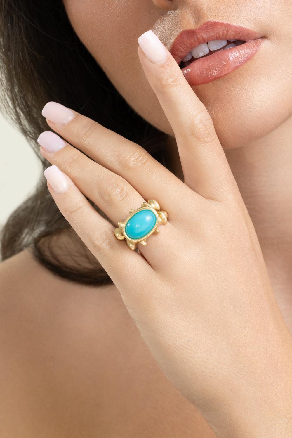 Chrysocolla Chrona II Ring-YELLOW GOLD-6.5-JEWELRYFINE JEWELRING-VRAM