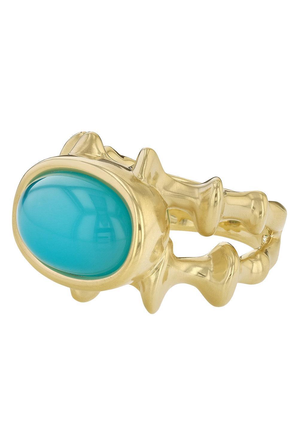 Chrysocolla Chrona II Ring-YELLOW GOLD-6.5-JEWELRYFINE JEWELRING-VRAM