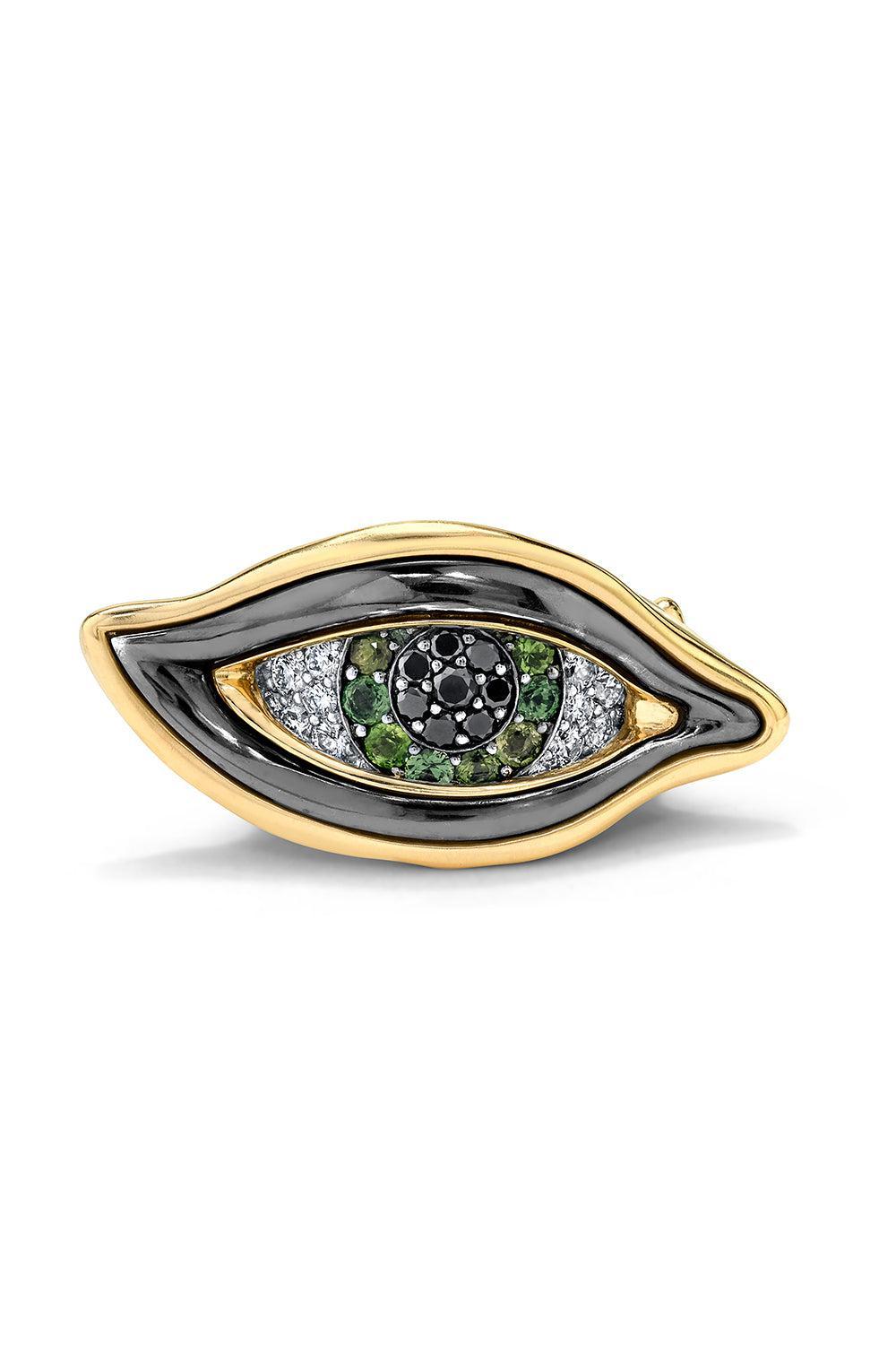Green Sapphire Eye of Chrona Ring-YELLOW GOLD-7-JEWELRYFINE JEWELRING-VRAM