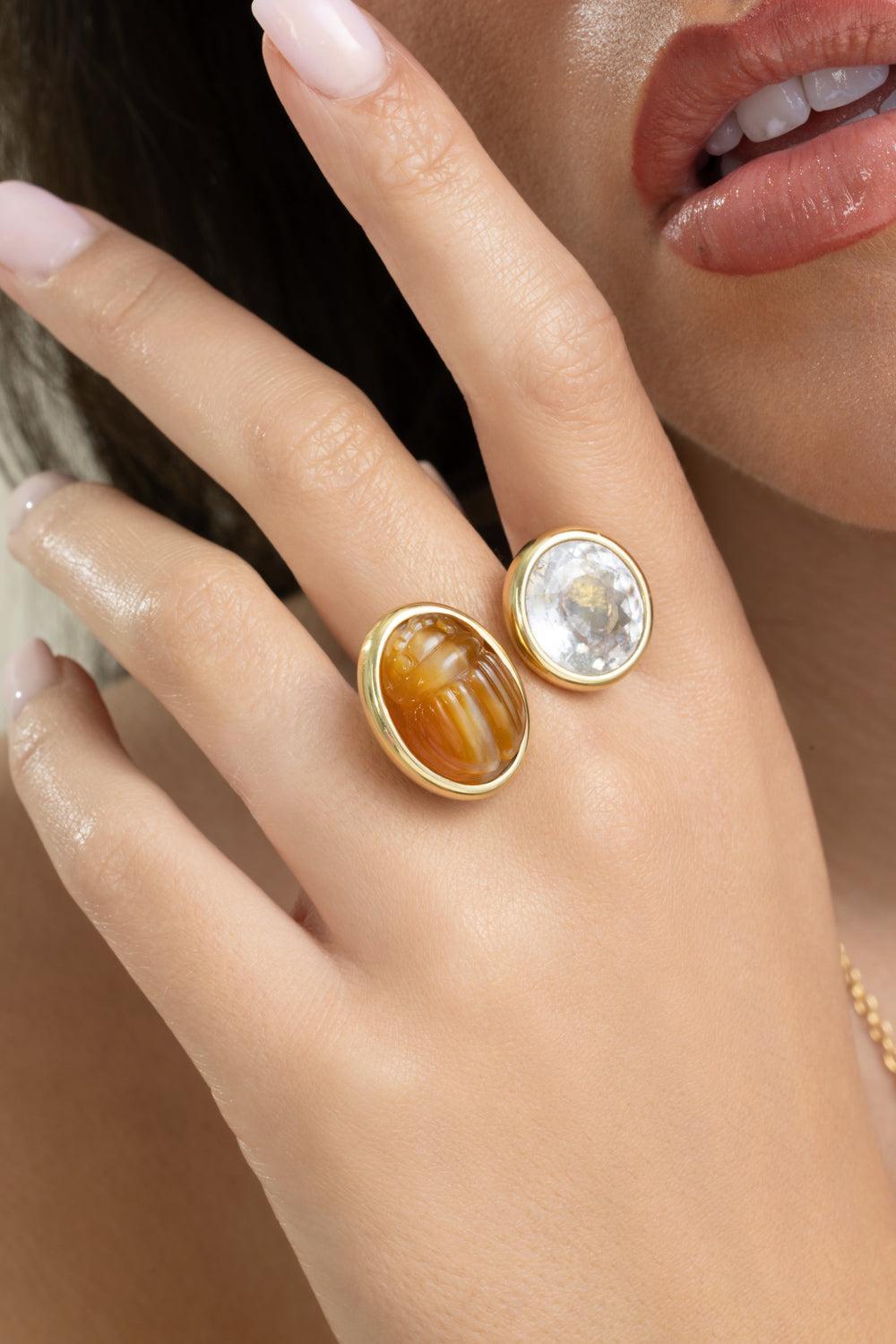 Opal Sapphire Garnet 2Tua Ring-YELLOW GOLD-8.5-JEWELRYFINE JEWELRING-VRAM