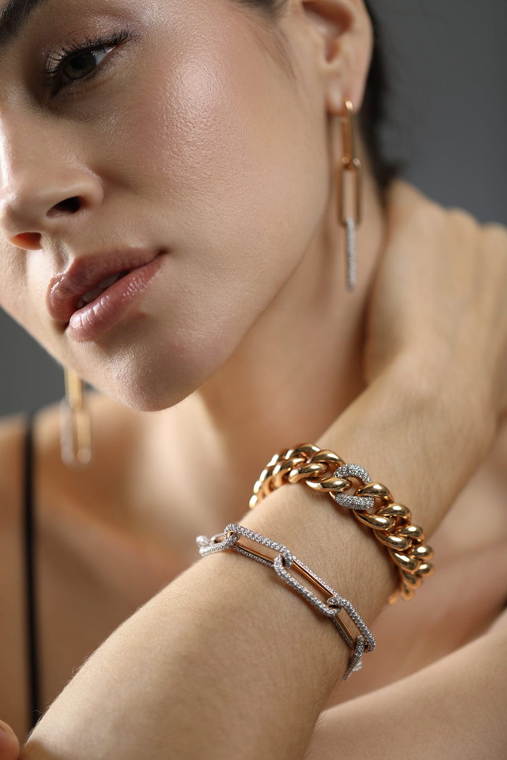 All Diamond Saxon Elongated Link Bracelet - Rose Gold-ROSE GOLD-6.5-JEWELRYFINE JEWELBRACELET O-WALTERS FAITH