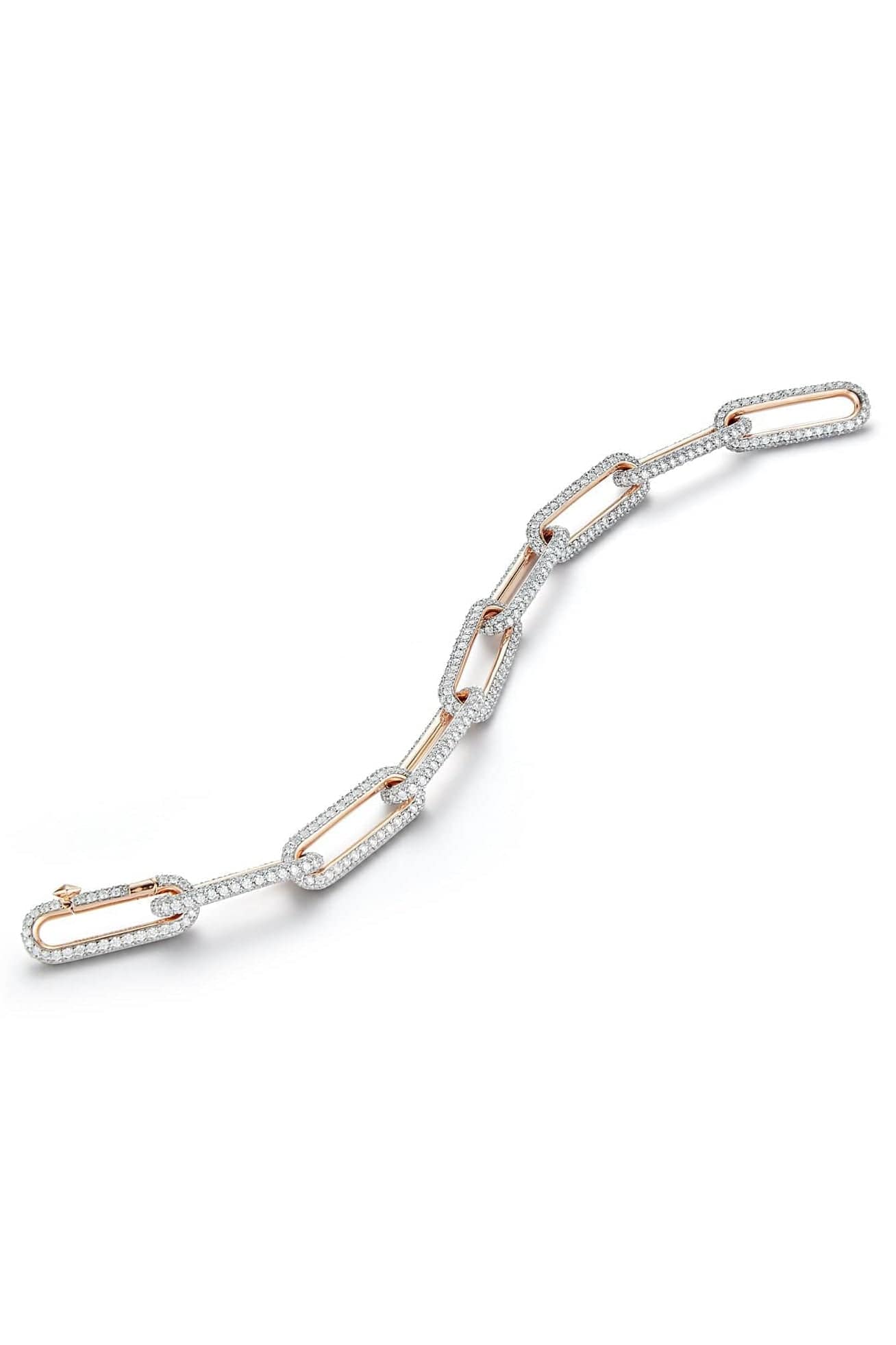 All Diamond Saxon Elongated Link Bracelet - Rose Gold-ROSE GOLD-6.5-JEWELRYFINE JEWELBRACELET O-WALTERS FAITH