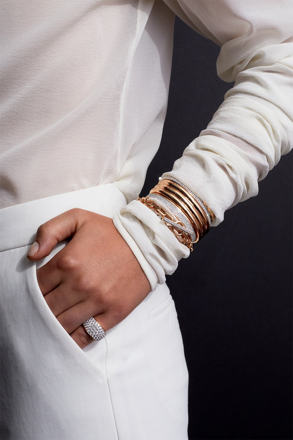 WALTERS FAITH-Four Row Carrington Cuff Bracelet-ROSE GOLD